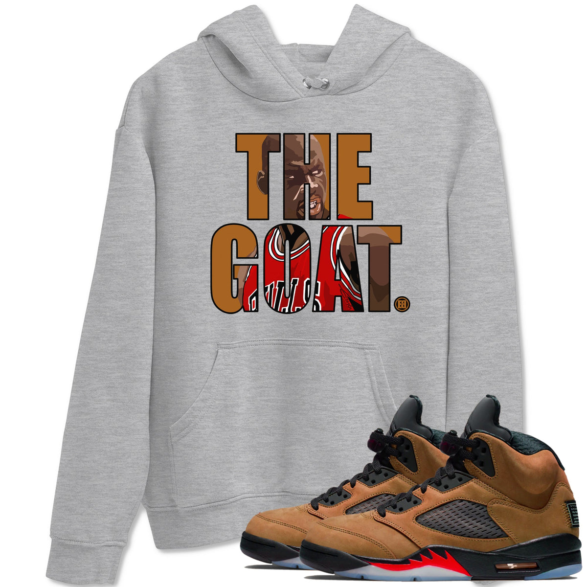 5s Archaeo Brown shirts to match jordans The Goat sneaker match tees Air Jordan 5 Archaeo Brown match shoes to clothes Drip Gear Zone unisex cotton Heather Grey 1 shirts