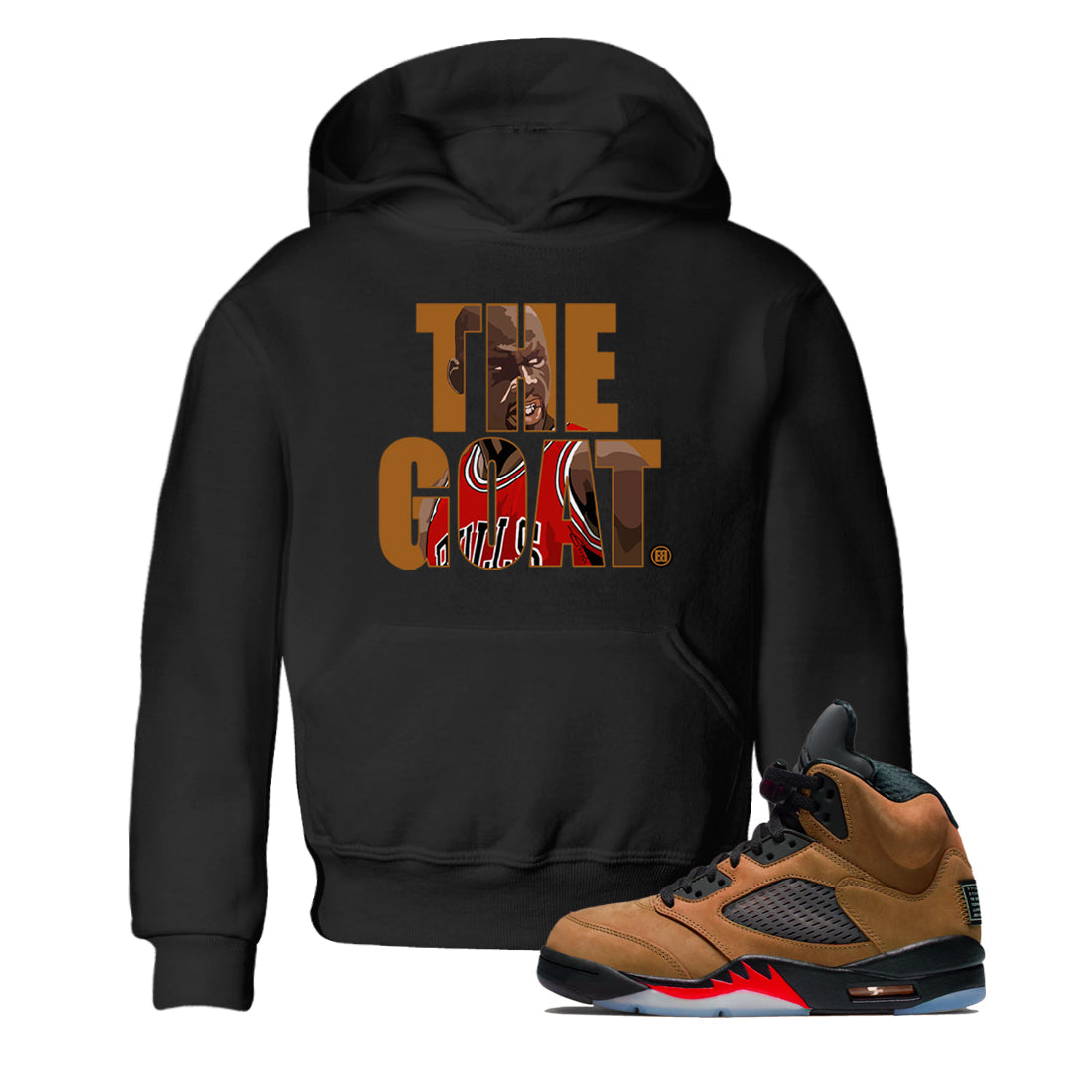 5s Archaeo Brown shirts to match jordans The Goat sneaker match tees Air Jordan 5 Archaeo Brown match shoes to clothes Drip Gear Zone Youth Baby Black 1 tee