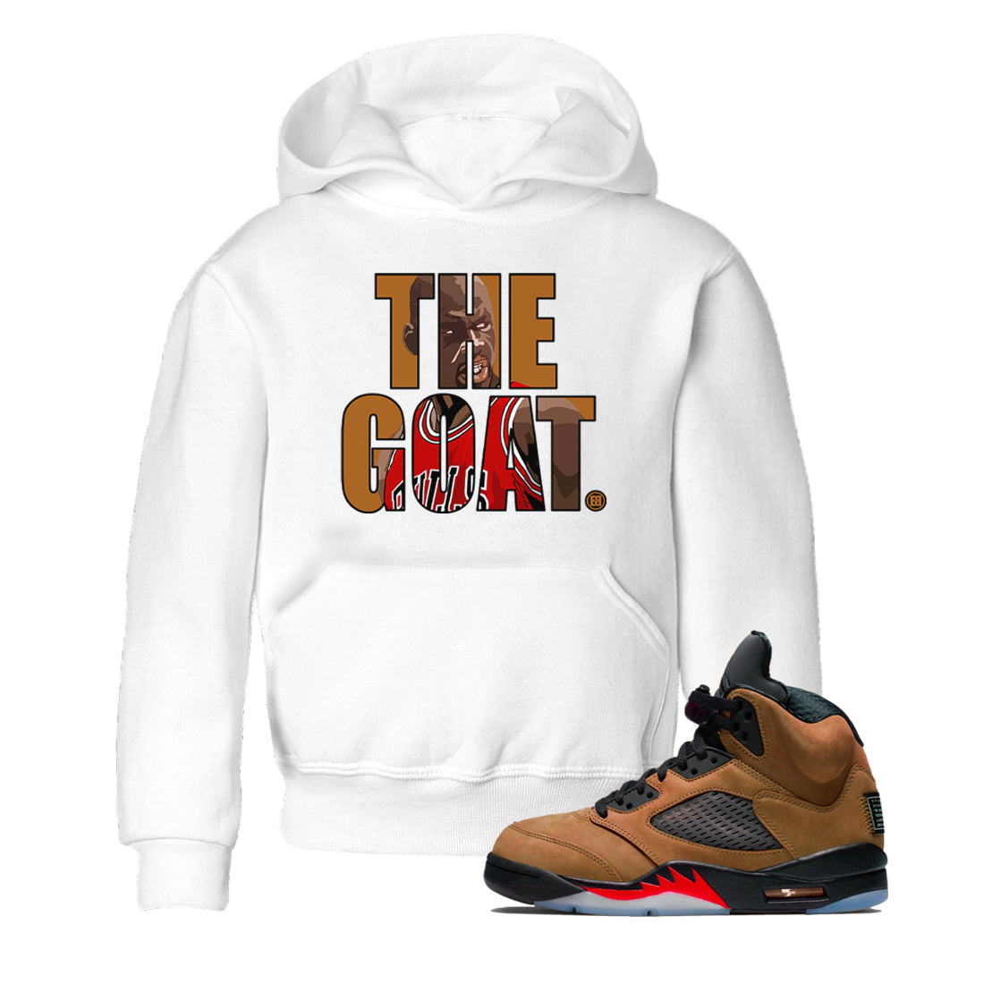 5s Archaeo Brown shirts to match jordans The Goat sneaker match tees Air Jordan 5 Archaeo Brown match shoes to clothes Drip Gear Zone Youth Baby White 1 tee
