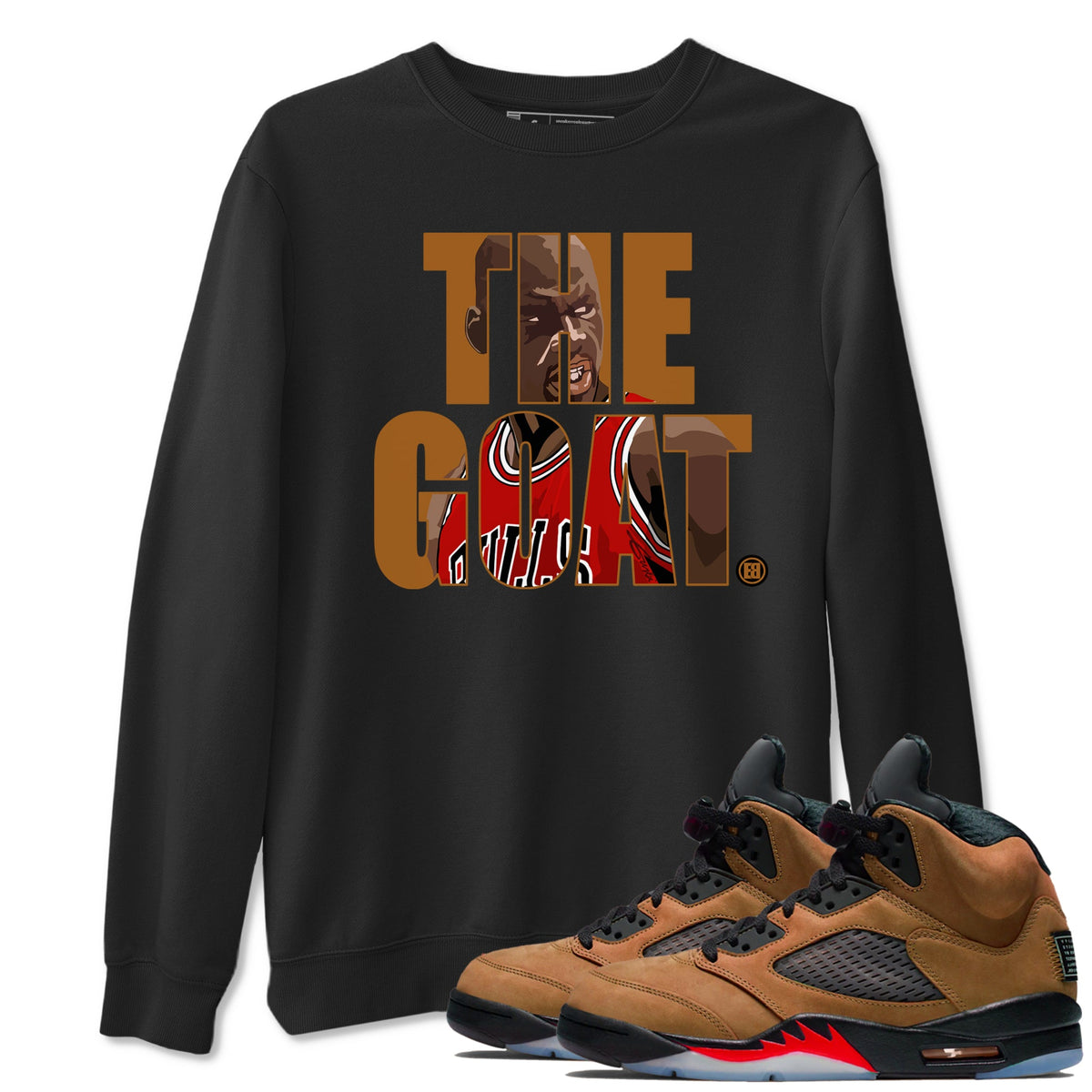 5s Archaeo Brown shirts to match jordans The Goat sneaker match tees Air Jordan 5 Archaeo Brown match shoes to clothes Drip Gear Zone unisex cotton Black 1 shirts