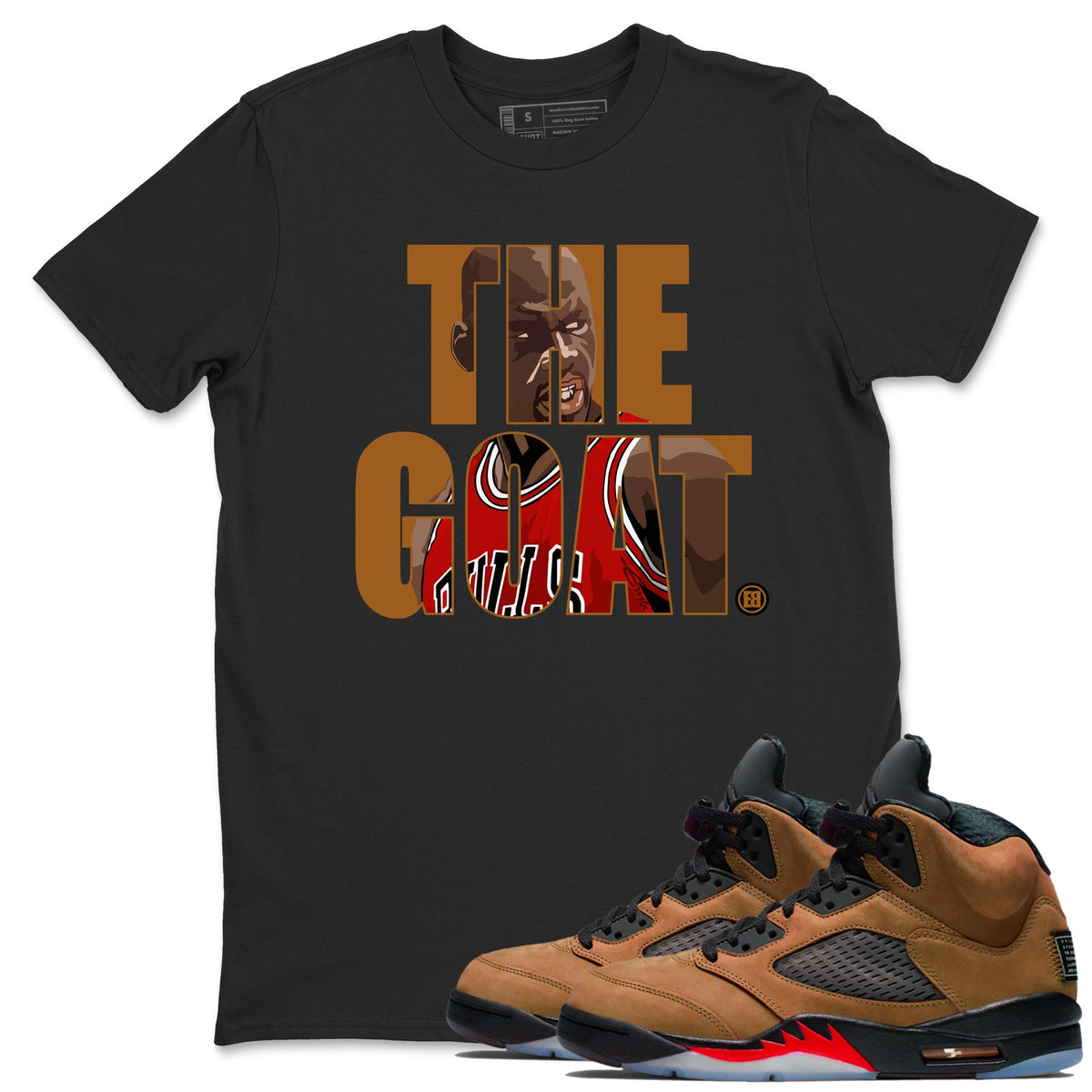 5s Archaeo Brown shirts to match jordans The Goat sneaker match tees Air Jordan 5 Archaeo Brown match shoes to clothes Drip Gear Zone unisex cotton Black 1 shirts