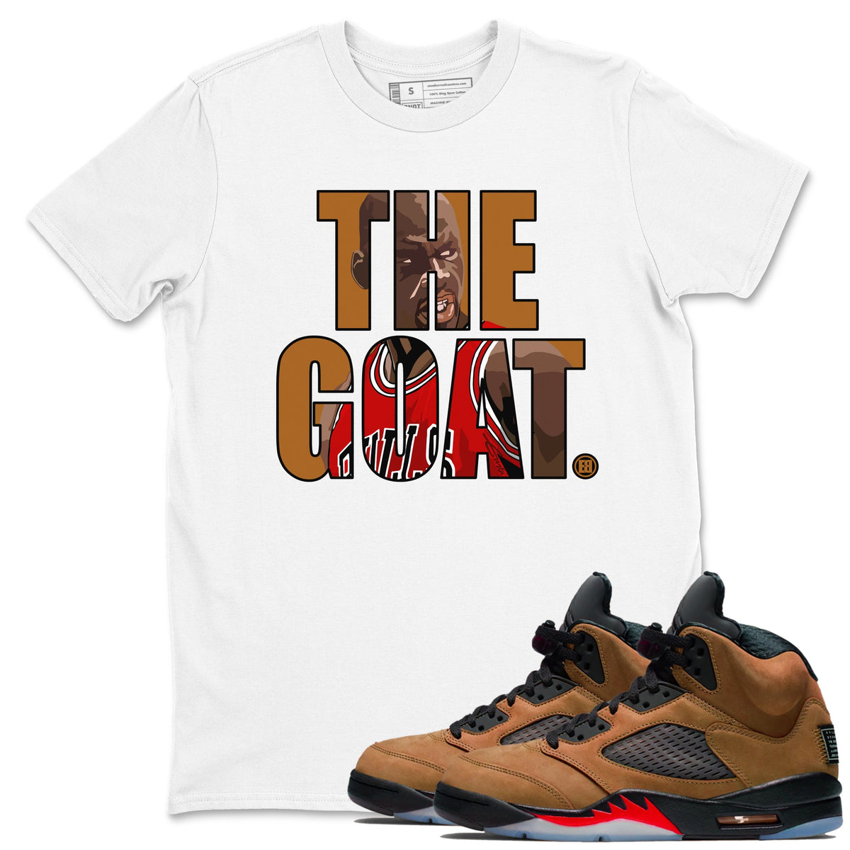5s Archaeo Brown shirts to match jordans The Goat sneaker match tees Air Jordan 5 Archaeo Brown match shoes to clothes Drip Gear Zone unisex cotton White 1 shirts
