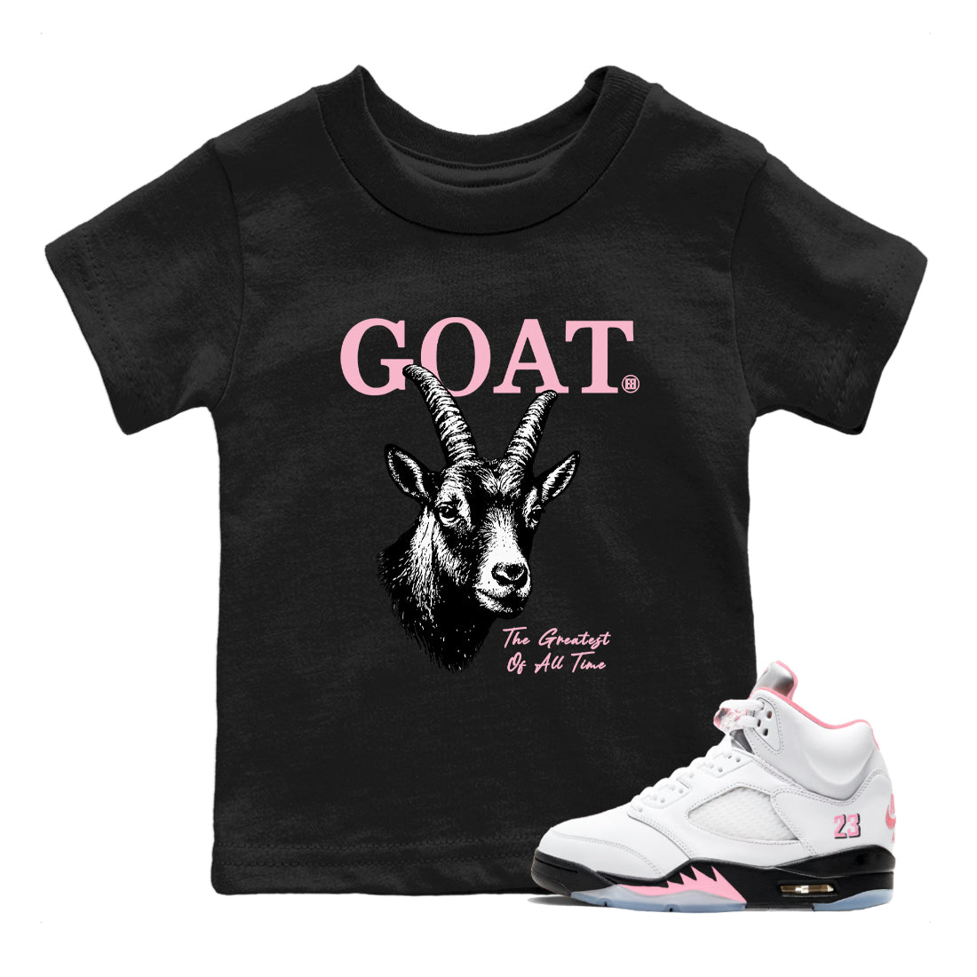 Sneaker Threads Sneaker Tees To Match Air Jordan 5 Medium Soft Pink Shoes The Greatest Of All Time Kids T-Shirt Black 1