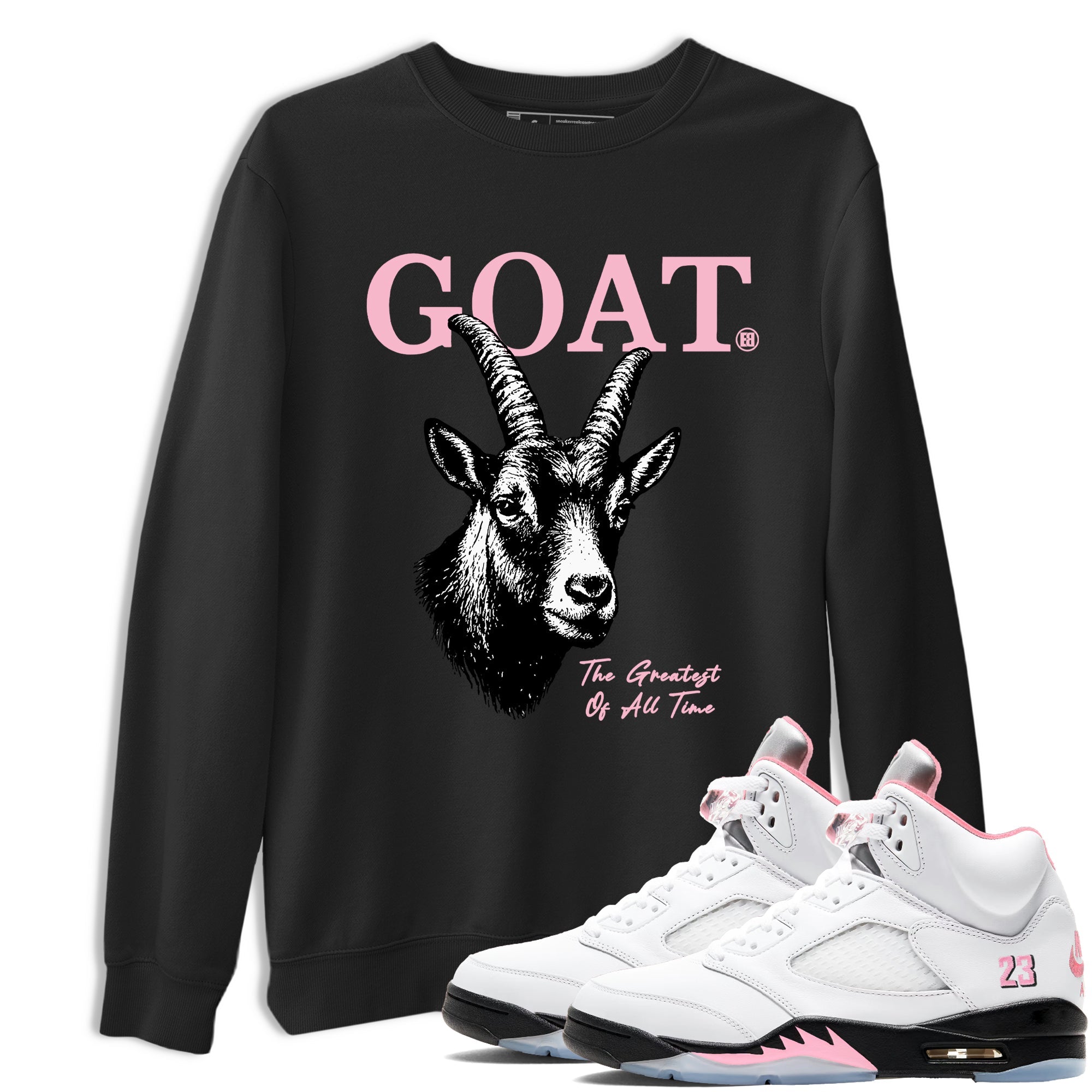 Sneaker Threads Sneaker Tees To Match Air Jordan 5 Medium Soft Pink Shoes The Greatest Of All Time Tee Black 1