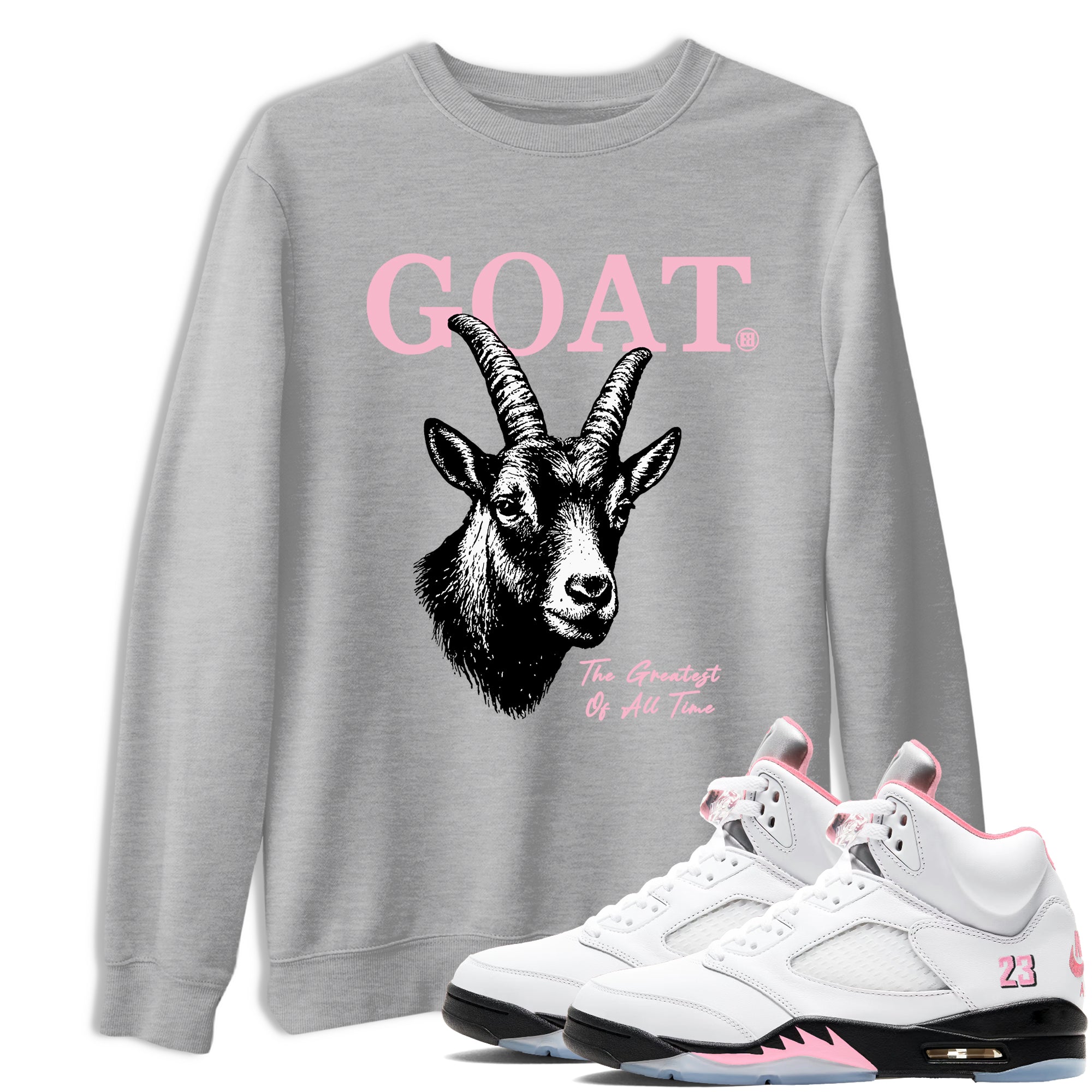 Sneaker Threads Sneaker Tees To Match Air Jordan 5 Medium Soft Pink Shoes The Greatest Of All Time Tee Heather Grey 1
