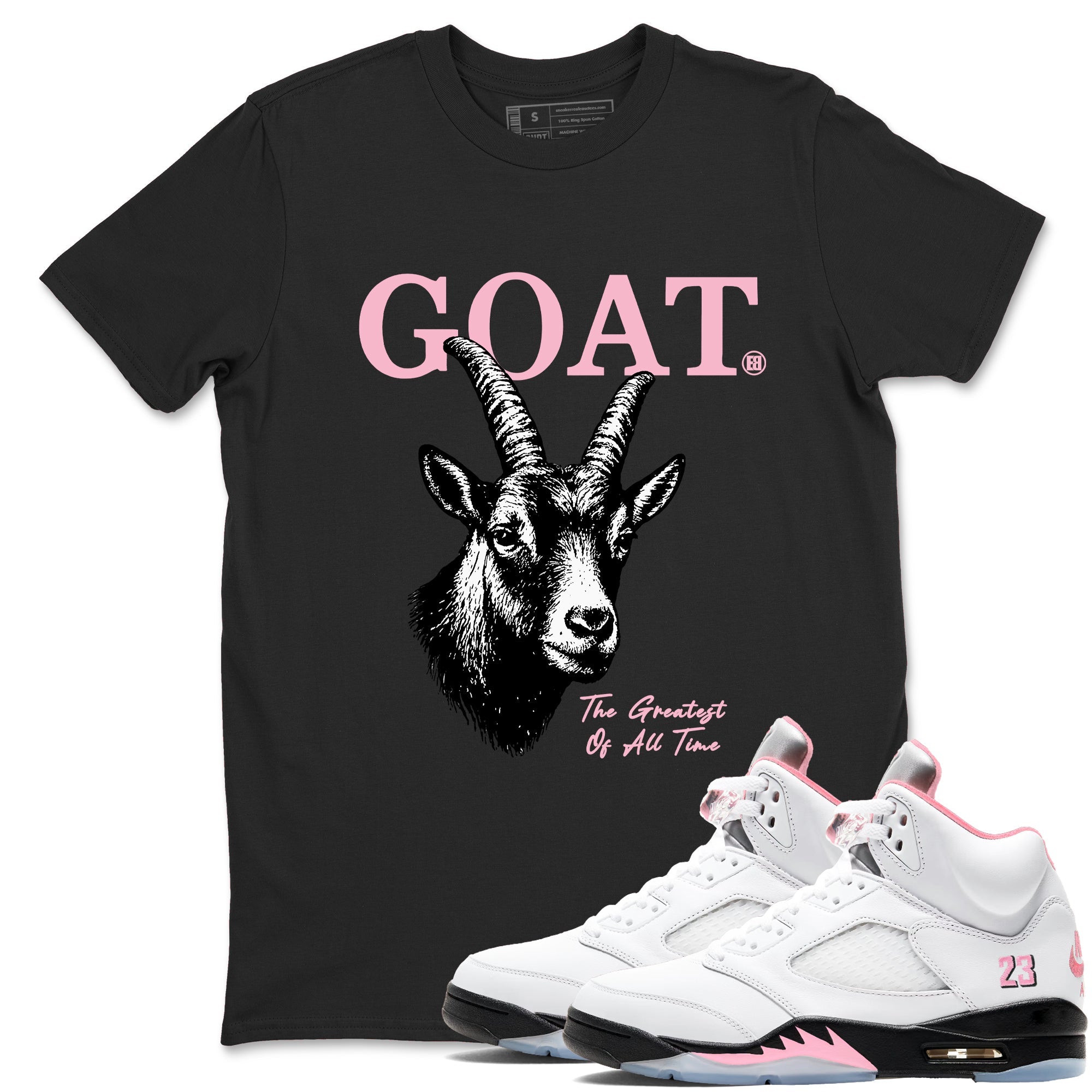 Sneaker Threads Sneaker Tees To Match Air Jordan 5 Medium Soft Pink Shoes The Greatest Of All Time Tee Black 1