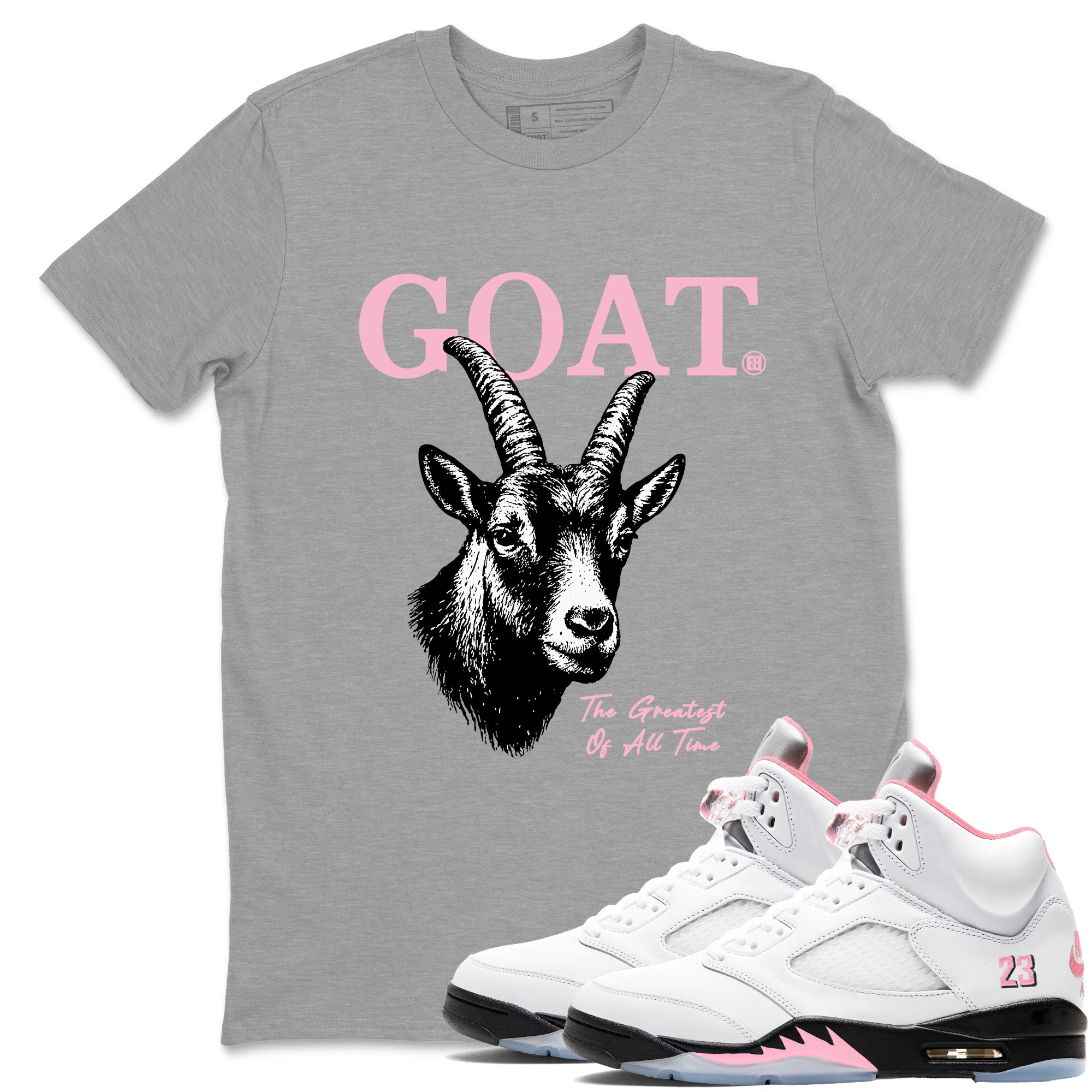 Sneaker Threads Sneaker Tees To Match Air Jordan 5 Medium Soft Pink Shoes The Greatest Of All Time Tee Heather Grey 1