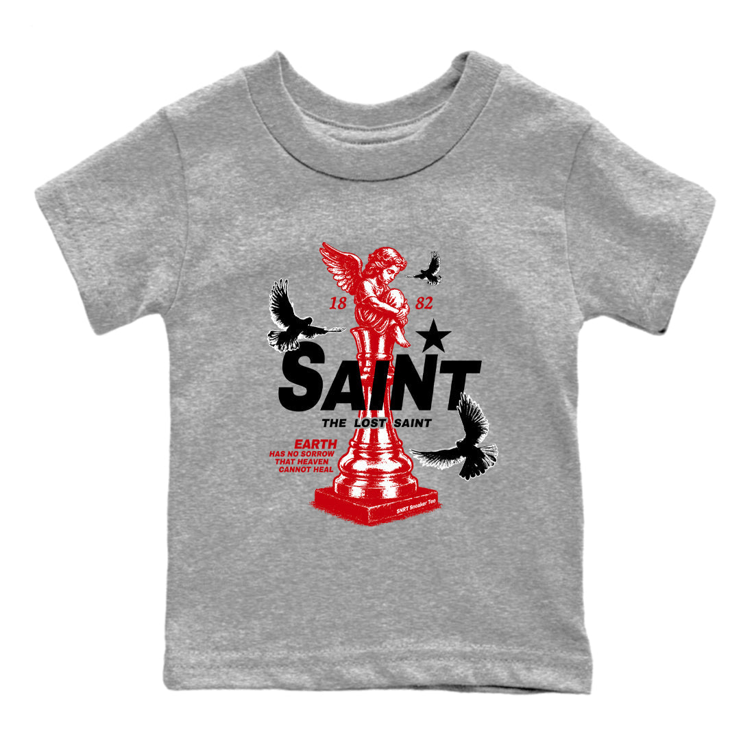 5s Fire Red Sneaker match tees  Sneaker Tees To Match Jordan 5 Retro Fire Red Sneakers  The Lost Saint Kids Graphic T-Shirt Heather Grey 2