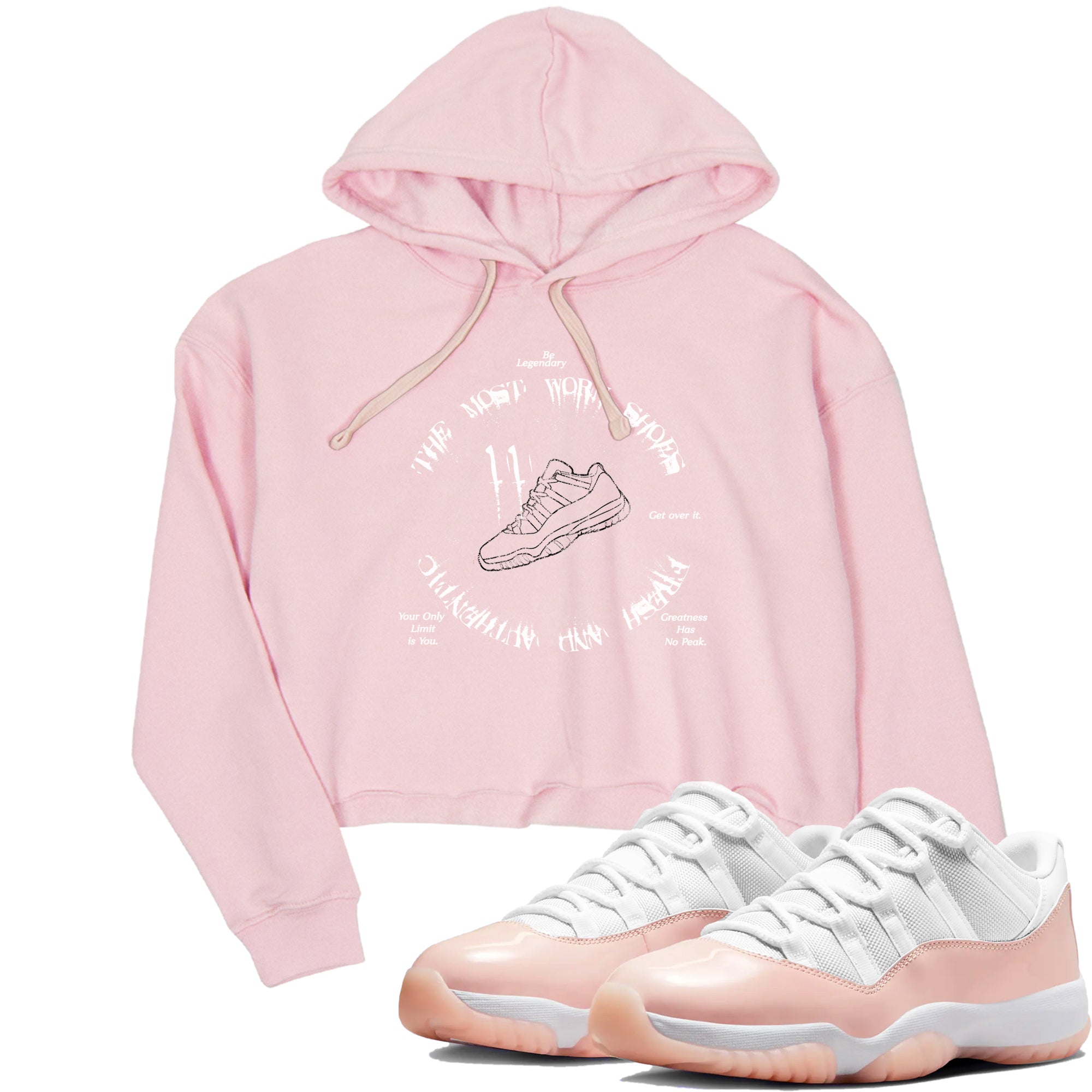 11s Legend Pink shirts to match jordans The Most Worn Shoes sneaker match tees Air Jordan 11 Legend Pink Drip Gear Zone streetwear brand Pink 1 crop tee