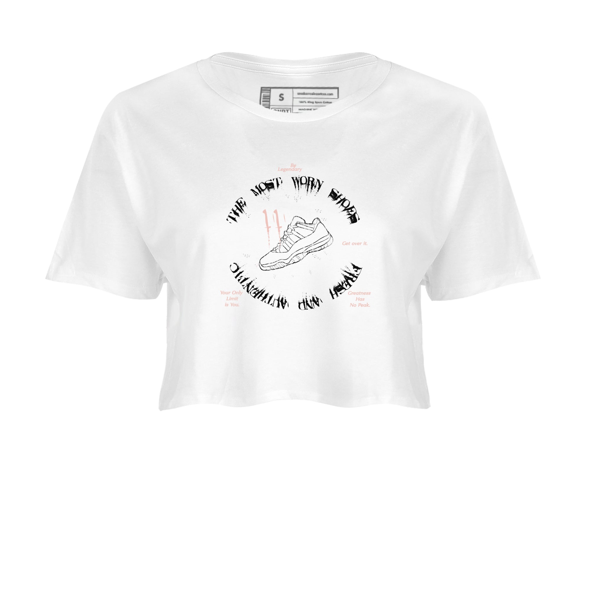 11s Legend Pink shirts to match jordans The Most Worn Shoes sneaker match tees Air Jordan 11 Legend Pink Drip Gear Zone streetwear brand White 2 crop tee
