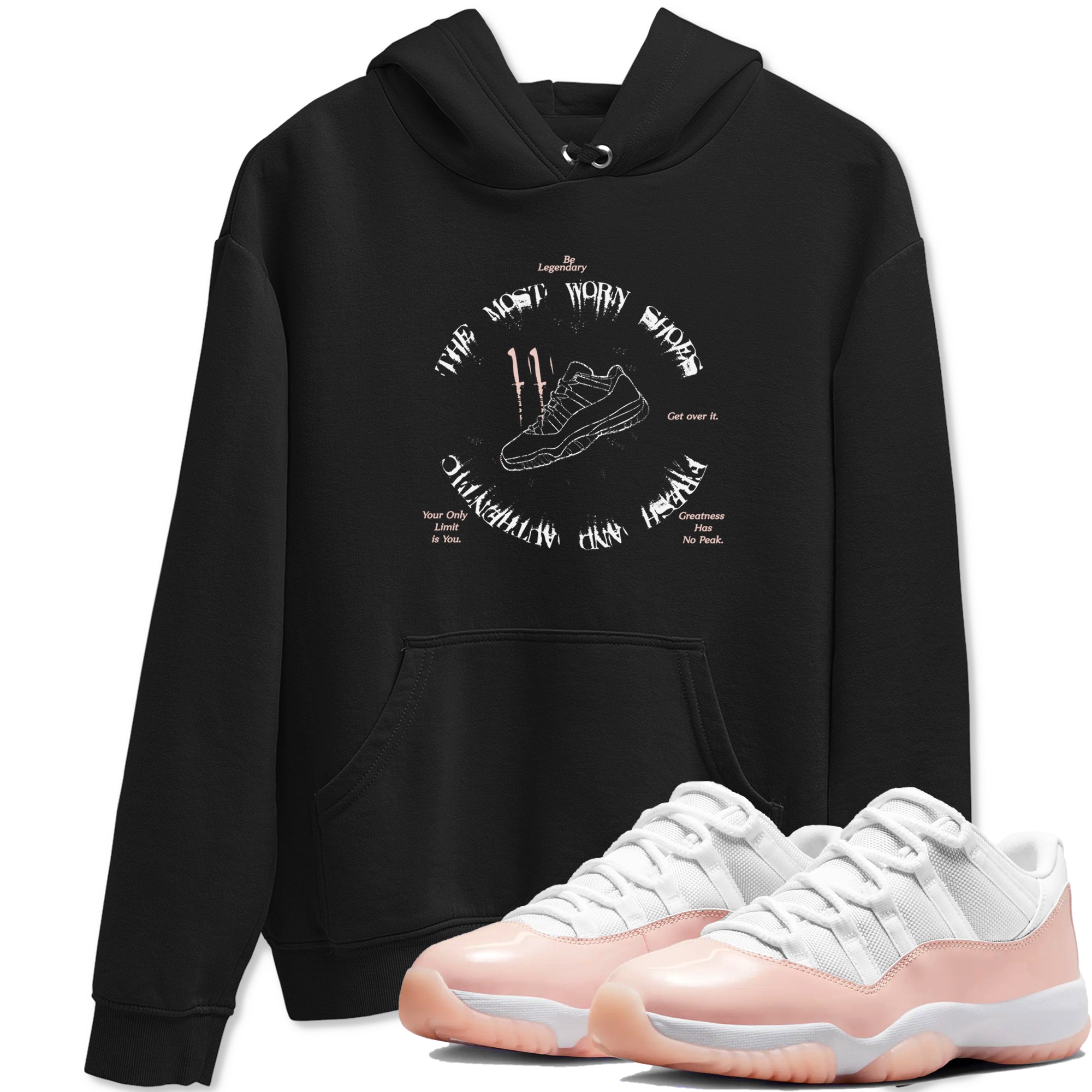 11s Legend Pink shirts to match jordans The Most Worn Shoes sneaker match tees Air Jordan 11 Legend Pink Drip Gear Zone streetwear brand Black 1 unisex cotton tee
