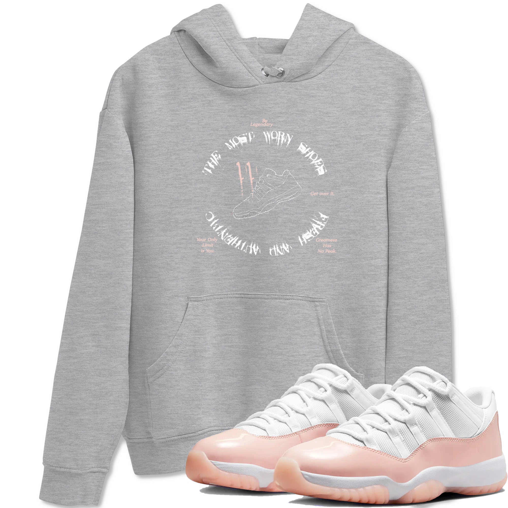 11s Legend Pink shirts to match jordans The Most Worn Shoes sneaker match tees Air Jordan 11 Legend Pink Drip Gear Zone streetwear brand Heather Grey 1 unisex cotton tee