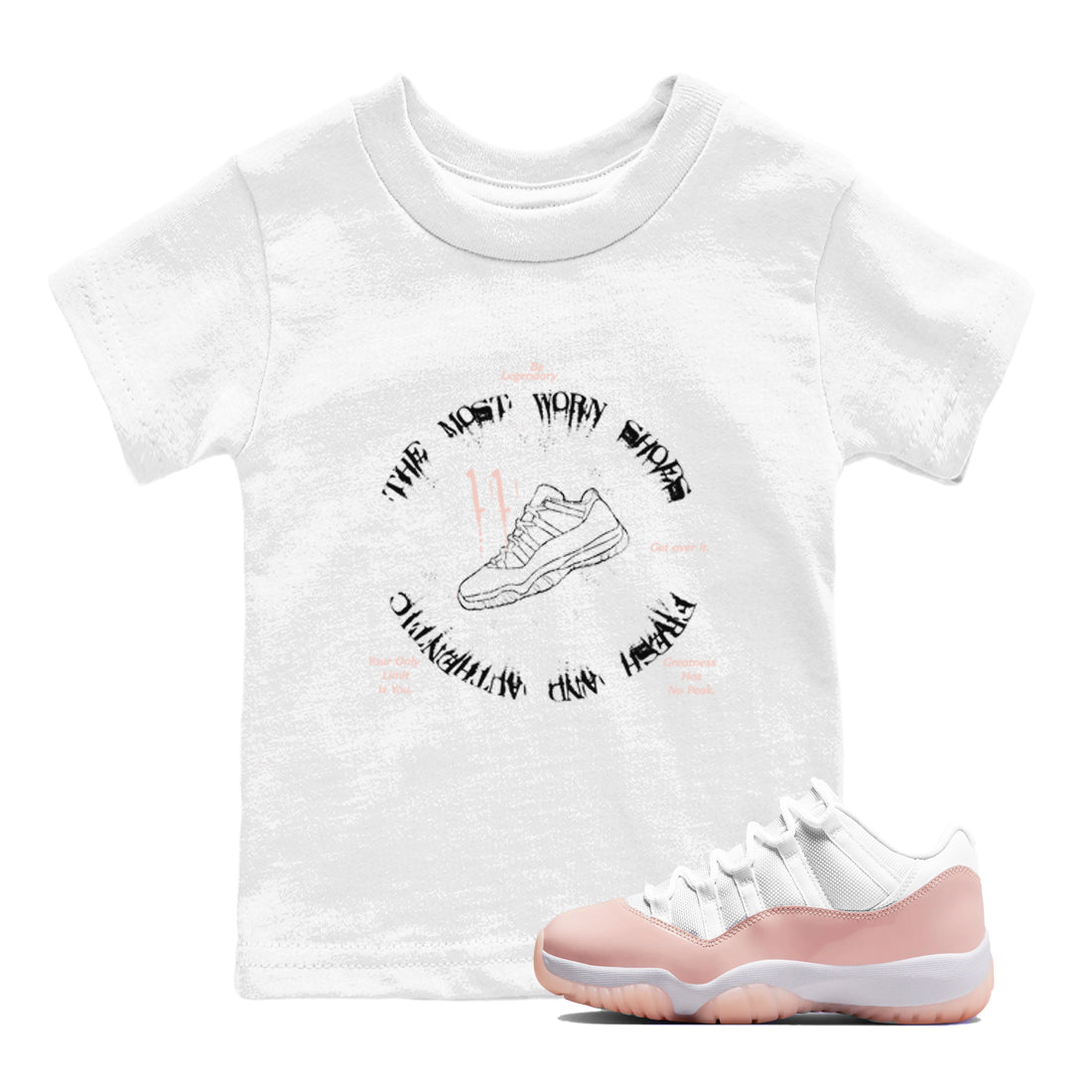 11s Legend Pink shirts to match jordans The Most Worn Shoes sneaker match tees Air Jordan 11 Legend Pink Drip Gear Zone streetwear brand Baby and Youth White 1 cotton tee