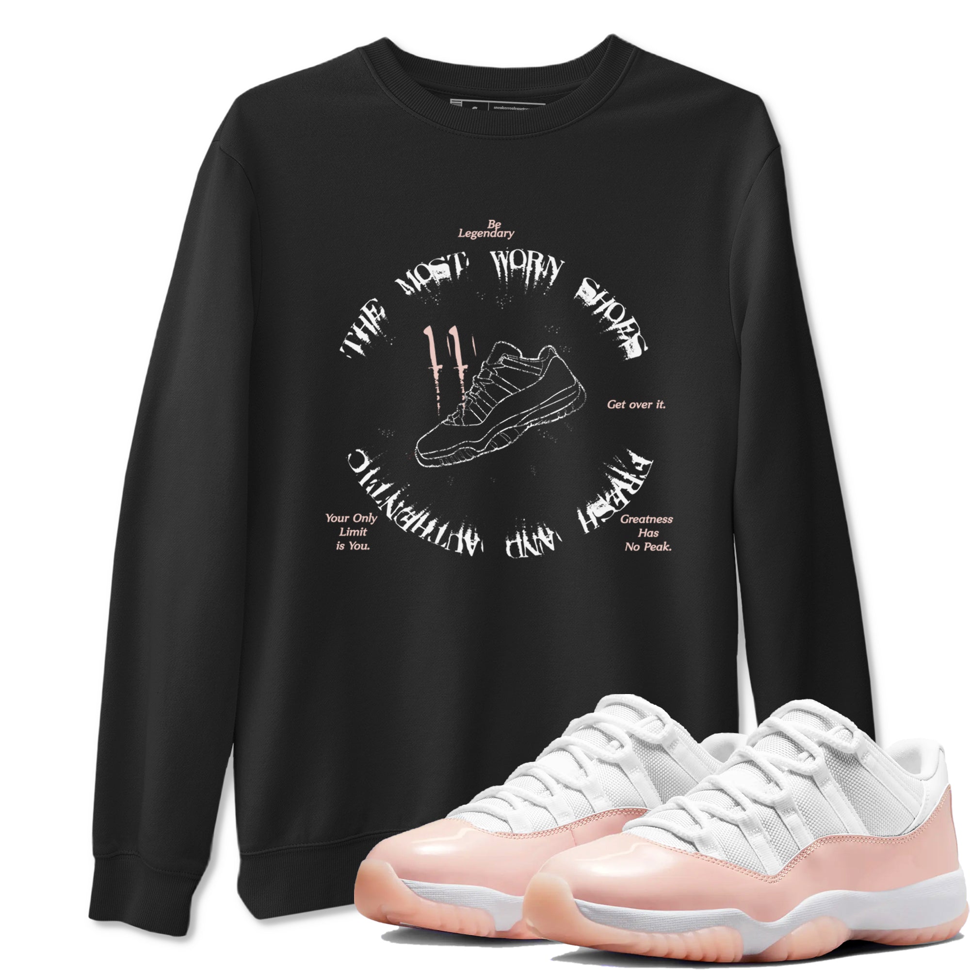 11s Legend Pink shirts to match jordans The Most Worn Shoes sneaker match tees Air Jordan 11 Legend Pink Drip Gear Zone streetwear brand Black 1 unisex cotton tee