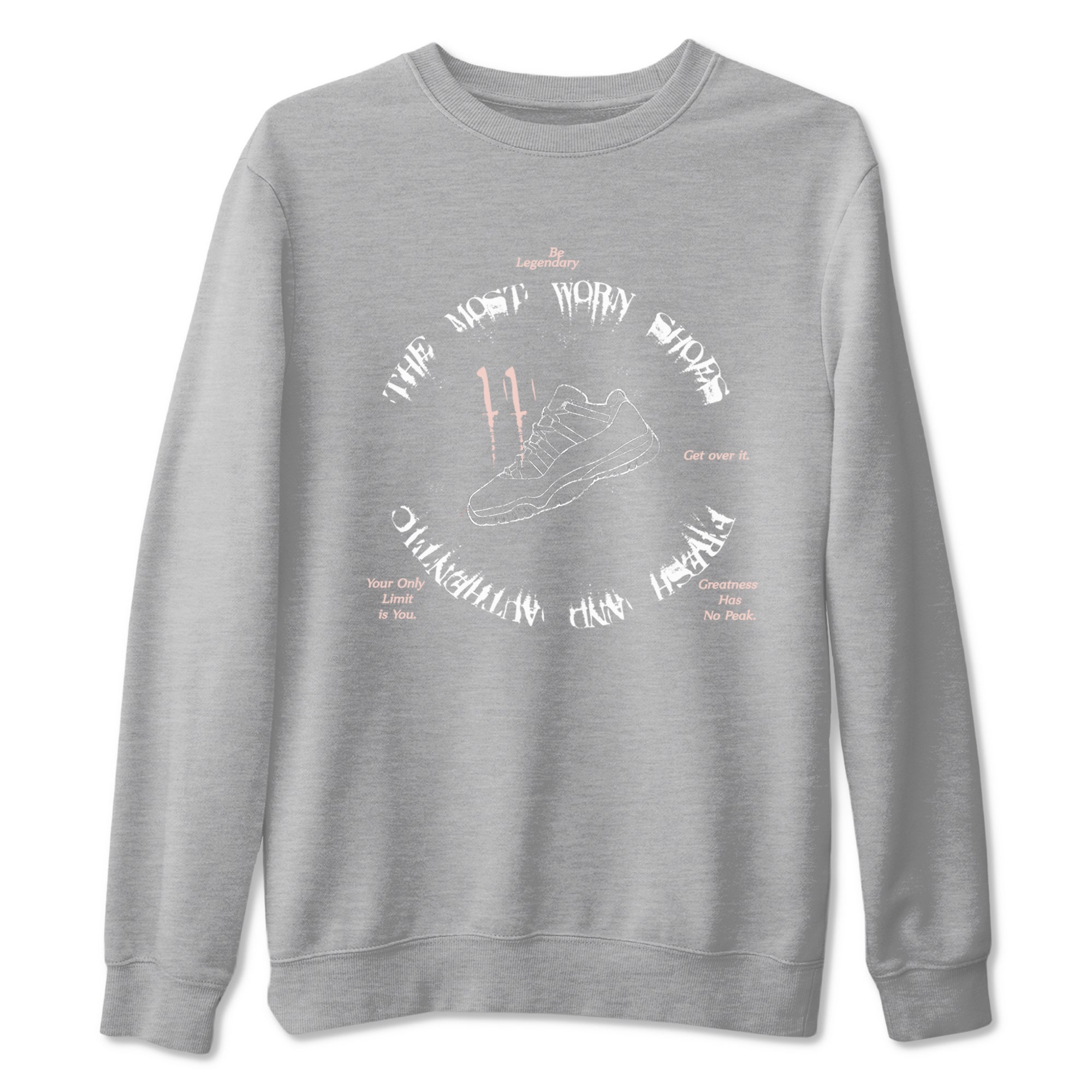 11s Legend Pink shirts to match jordans The Most Worn Shoes sneaker match tees Air Jordan 11 Legend Pink Drip Gear Zone streetwear brand Heather Grey 2 unisex cotton tee