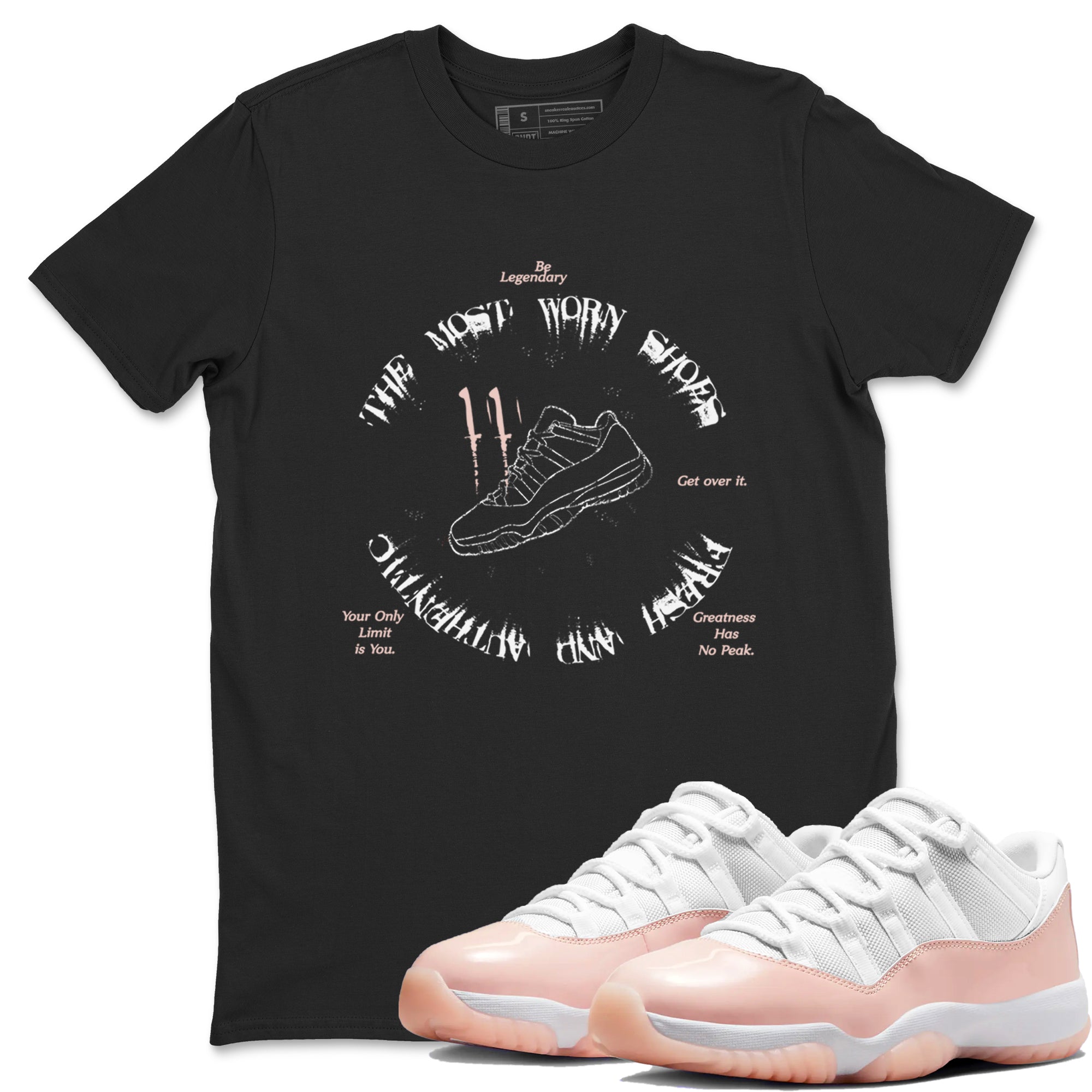 11s Legend Pink shirts to match jordans The Most Worn Shoes sneaker match tees Air Jordan 11 Legend Pink Drip Gear Zone streetwear brand Black 1 unisex cotton tee