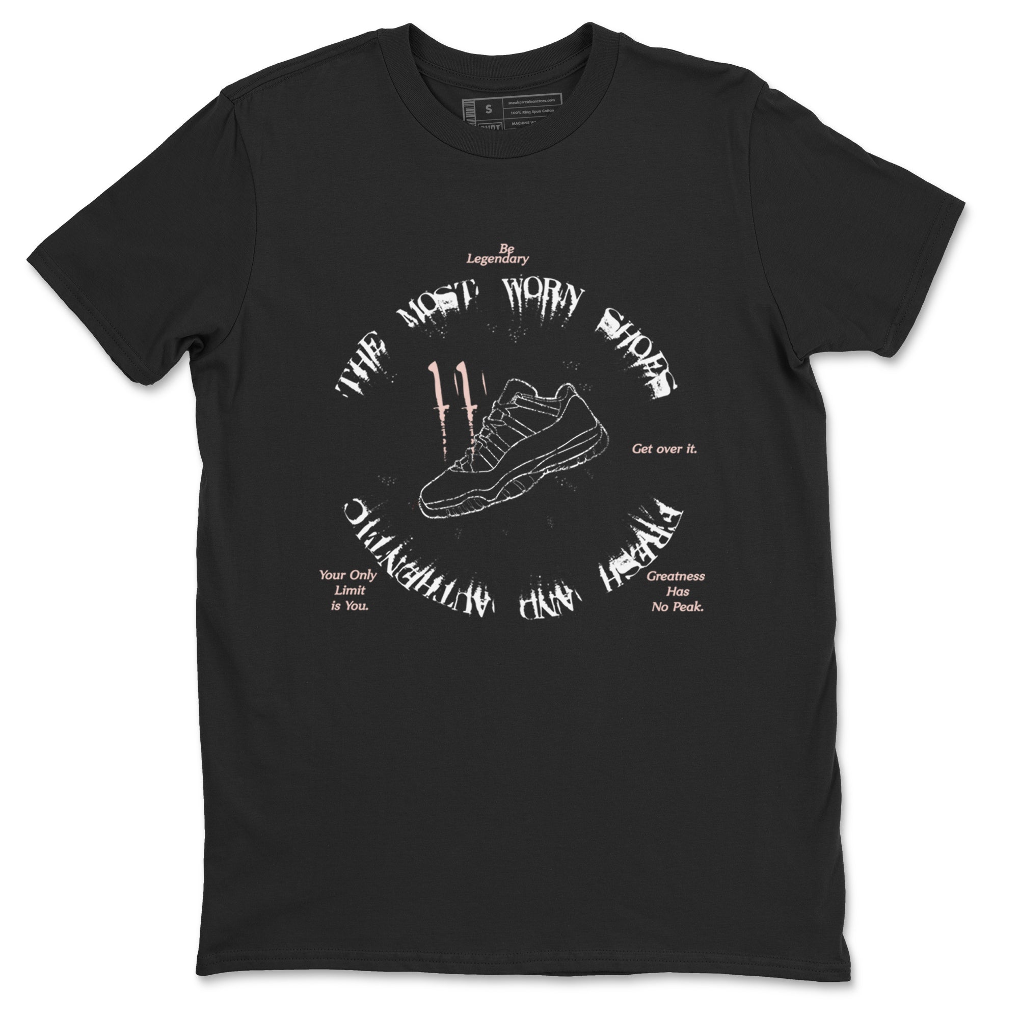 11s Legend Pink shirts to match jordans The Most Worn Shoes sneaker match tees Air Jordan 11 Legend Pink Drip Gear Zone streetwear brand Black 2 unisex cotton tee