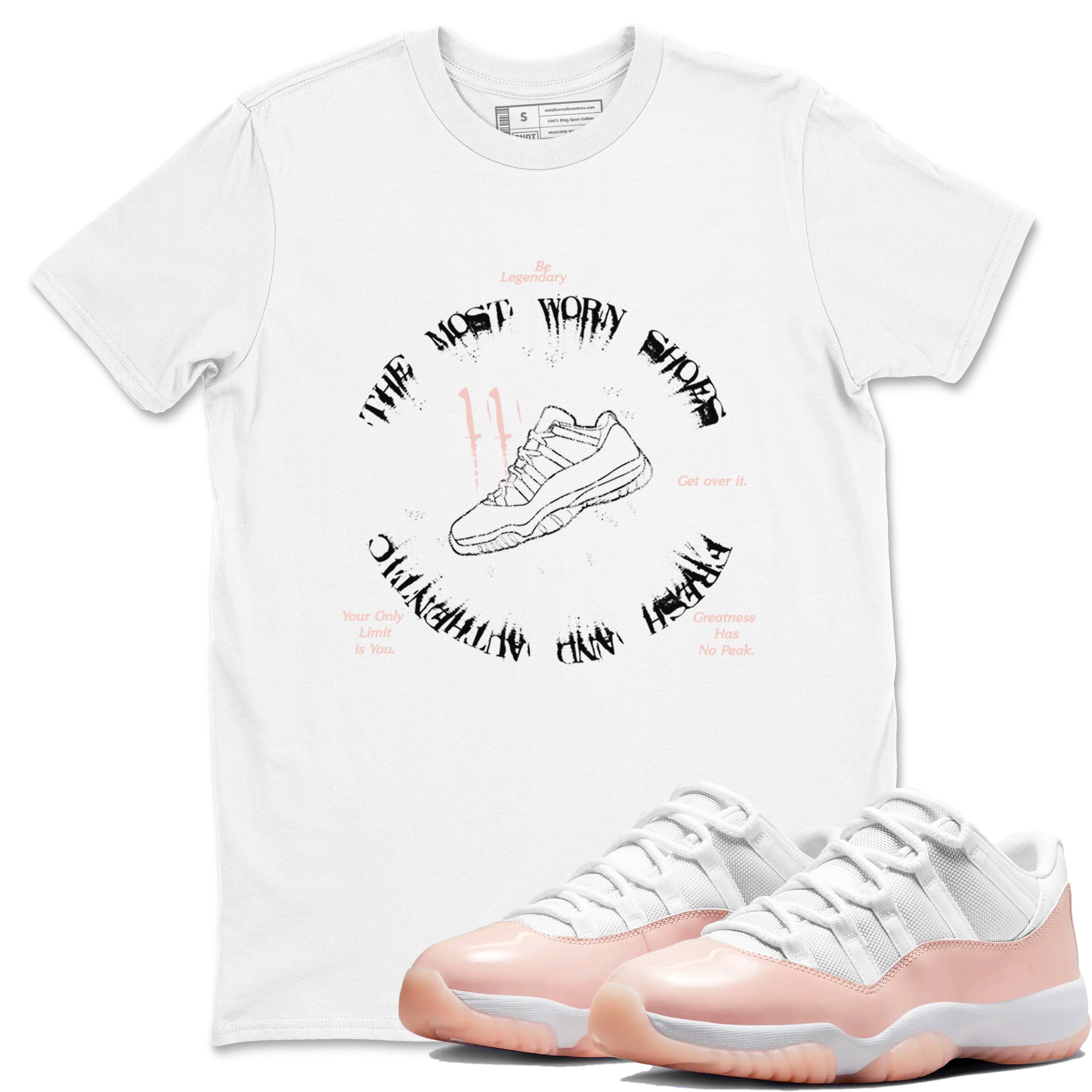 11s Legend Pink shirts to match jordans The Most Worn Shoes sneaker match tees Air Jordan 11 Legend Pink Drip Gear Zone streetwear brand White 1 unisex cotton tee