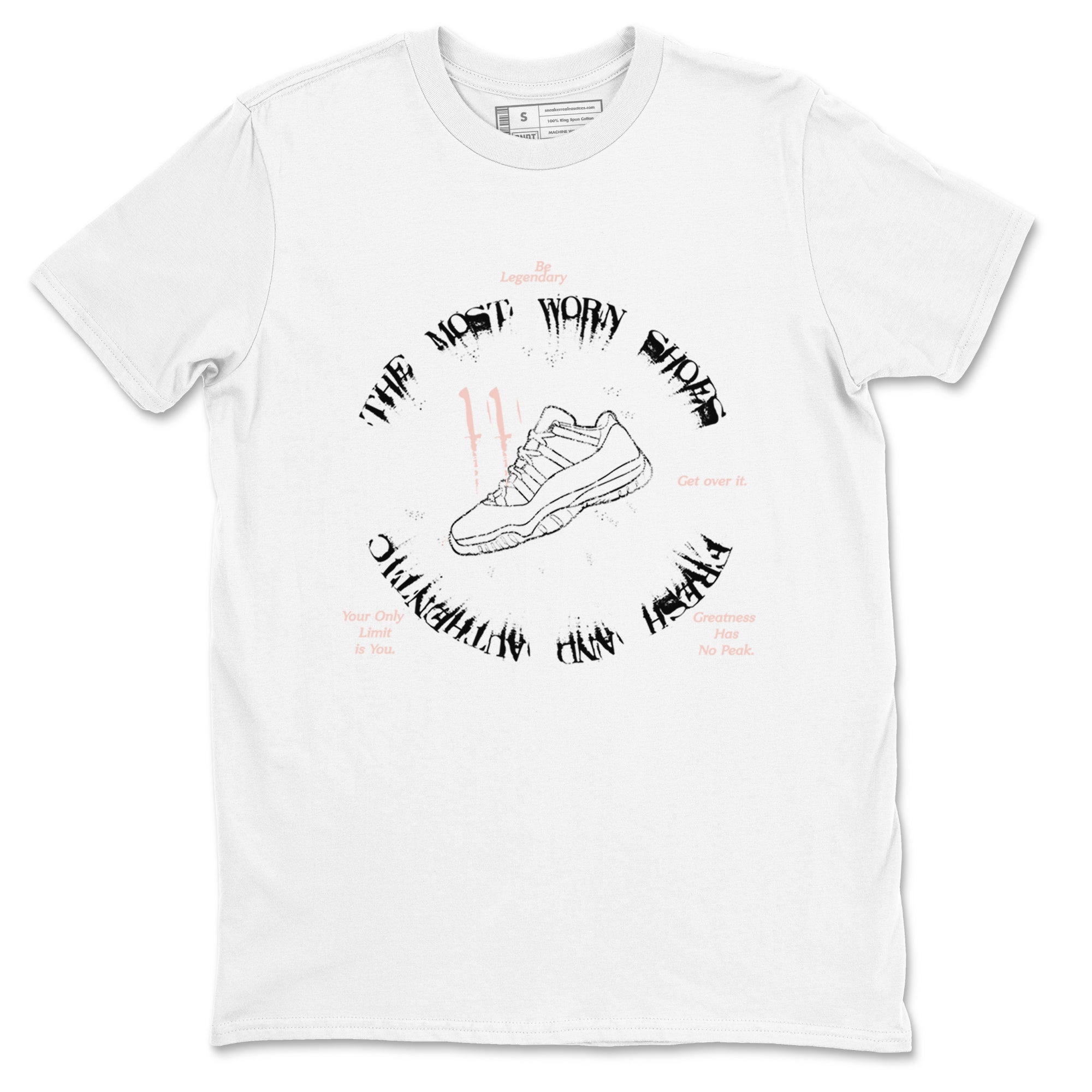11s Legend Pink shirts to match jordans The Most Worn Shoes sneaker match tees Air Jordan 11 Legend Pink Drip Gear Zone streetwear brand White 2 unisex cotton tee