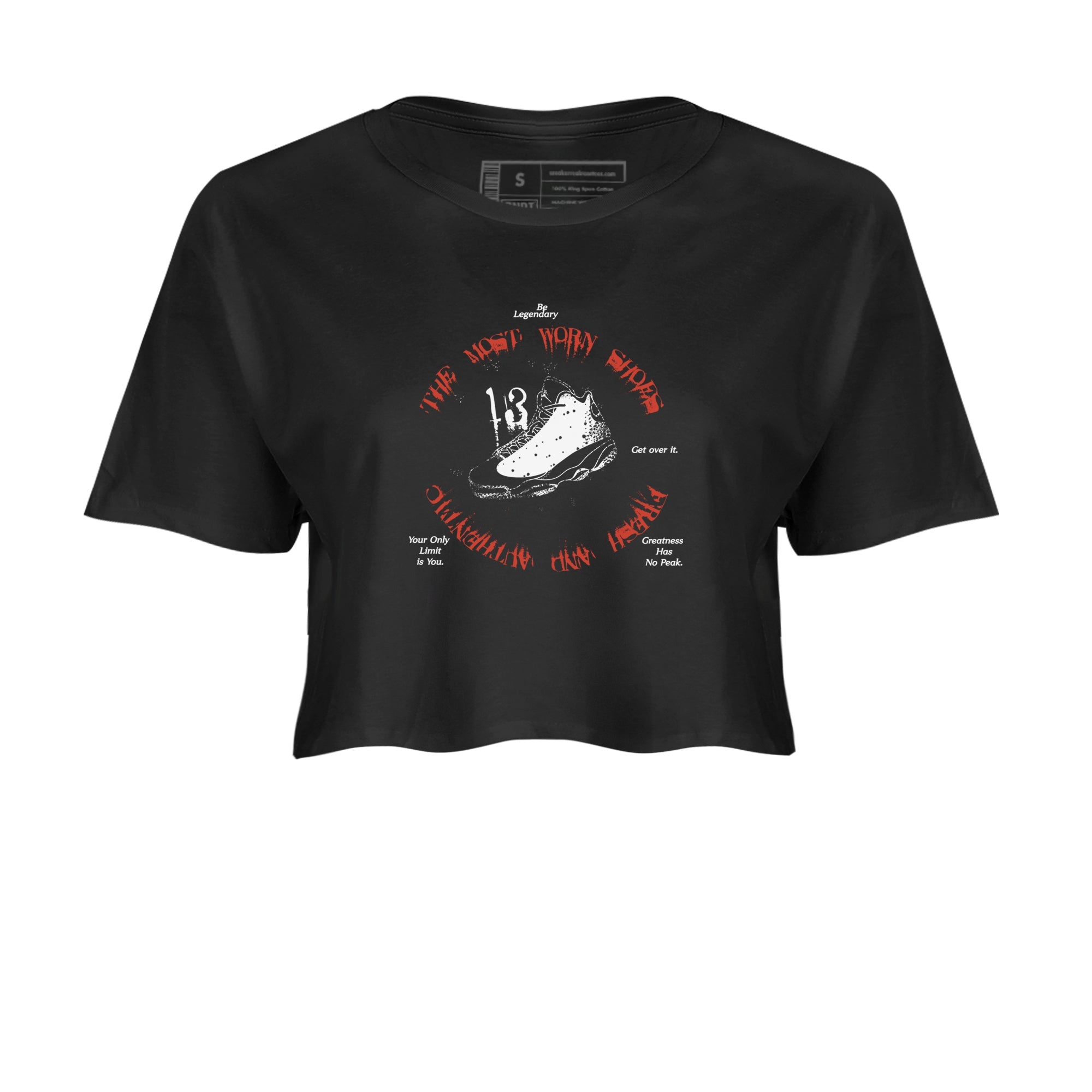 13s Dune Red shirts to match jordans The Most Worn Shoes sneaker match tees Air Jordan 13 Dune Red Drip Gear Zone streetwear brand Black 2 crop tee