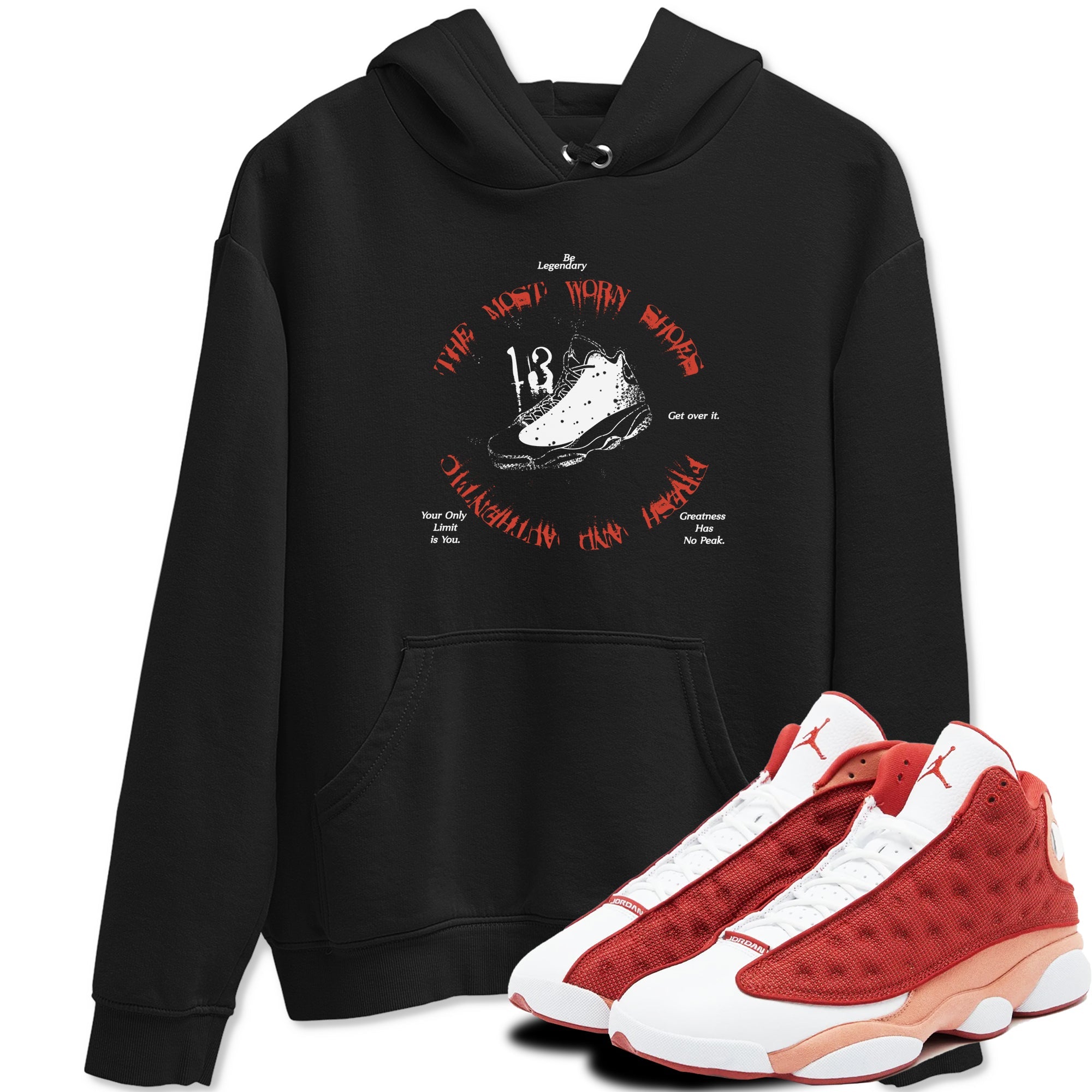 13s Dune Red shirts to match jordans The Most Worn Shoes sneaker match tees Air Jordan 13 Dune Red Drip Gear Zone streetwear brand Black 1 unisex cotton tee