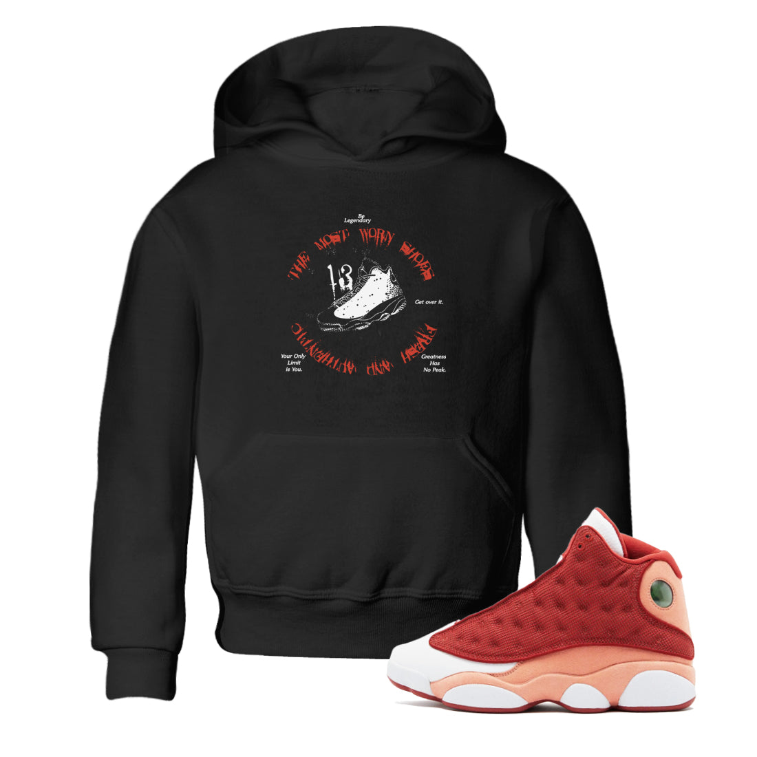 13s Dune Red shirts to match jordans The Most Worn Shoes sneaker match tees Air Jordan 13 Dune Red Drip Gear Zone streetwear brand Baby and Youth Black 1 cotton tee