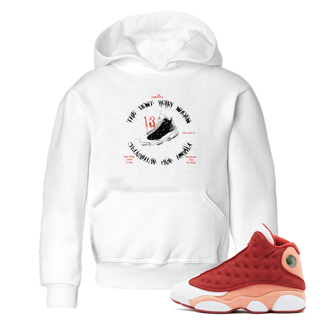 13s Dune Red shirts to match jordans The Most Worn Shoes sneaker match tees Air Jordan 13 Dune Red Drip Gear Zone streetwear brand Baby and Youth White 1 cotton tee