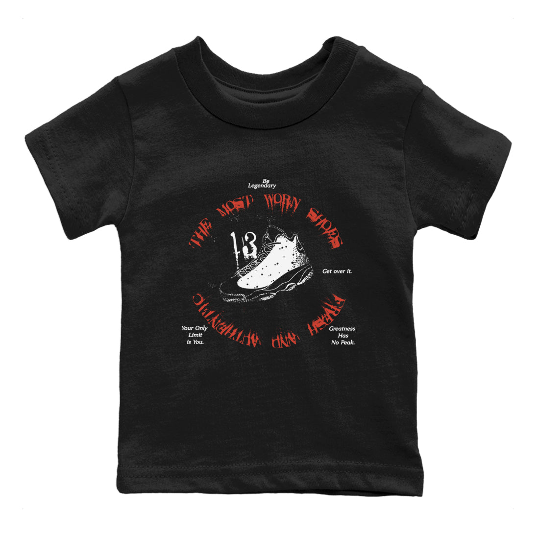 13s Dune Red shirts to match jordans The Most Worn Shoes sneaker match tees Air Jordan 13 Dune Red Drip Gear Zone streetwear brand Baby and Youth Black 2 cotton tee