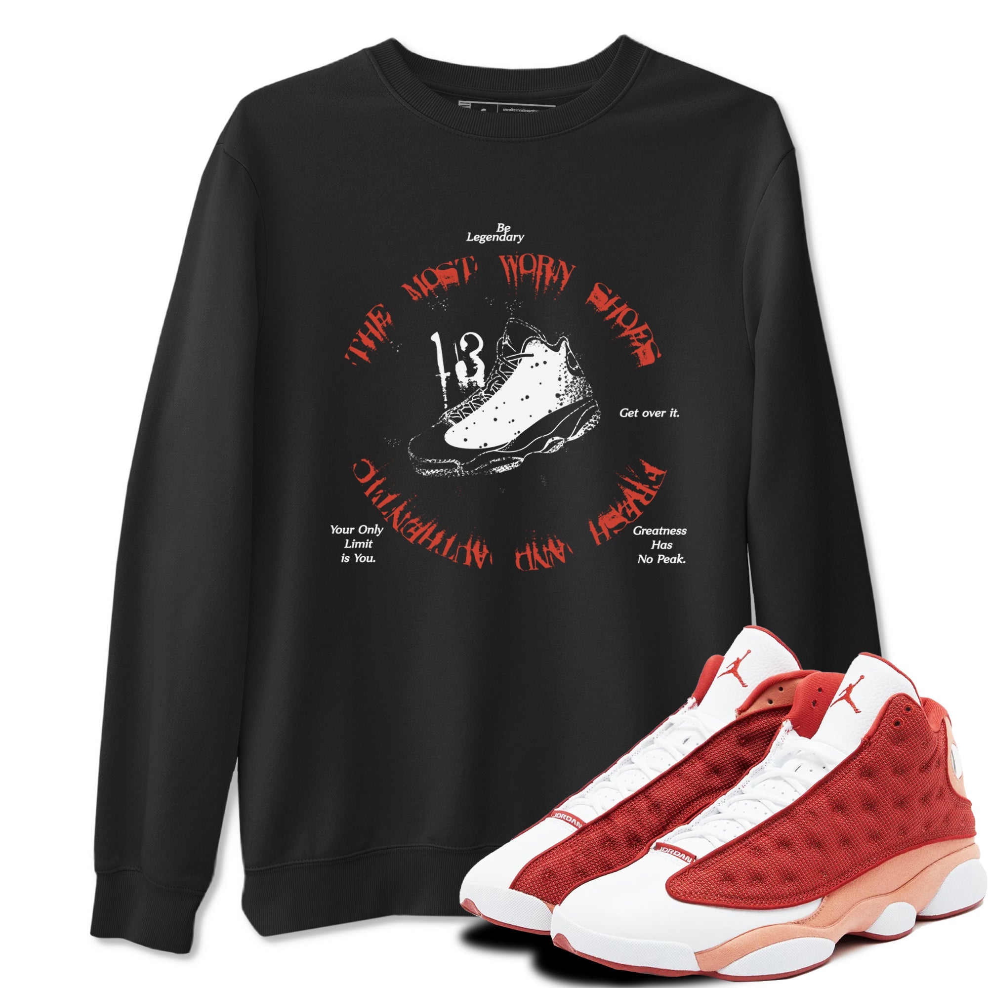 13s Dune Red shirts to match jordans The Most Worn Shoes sneaker match tees Air Jordan 13 Dune Red Drip Gear Zone streetwear brand Black 1 unisex cotton tee