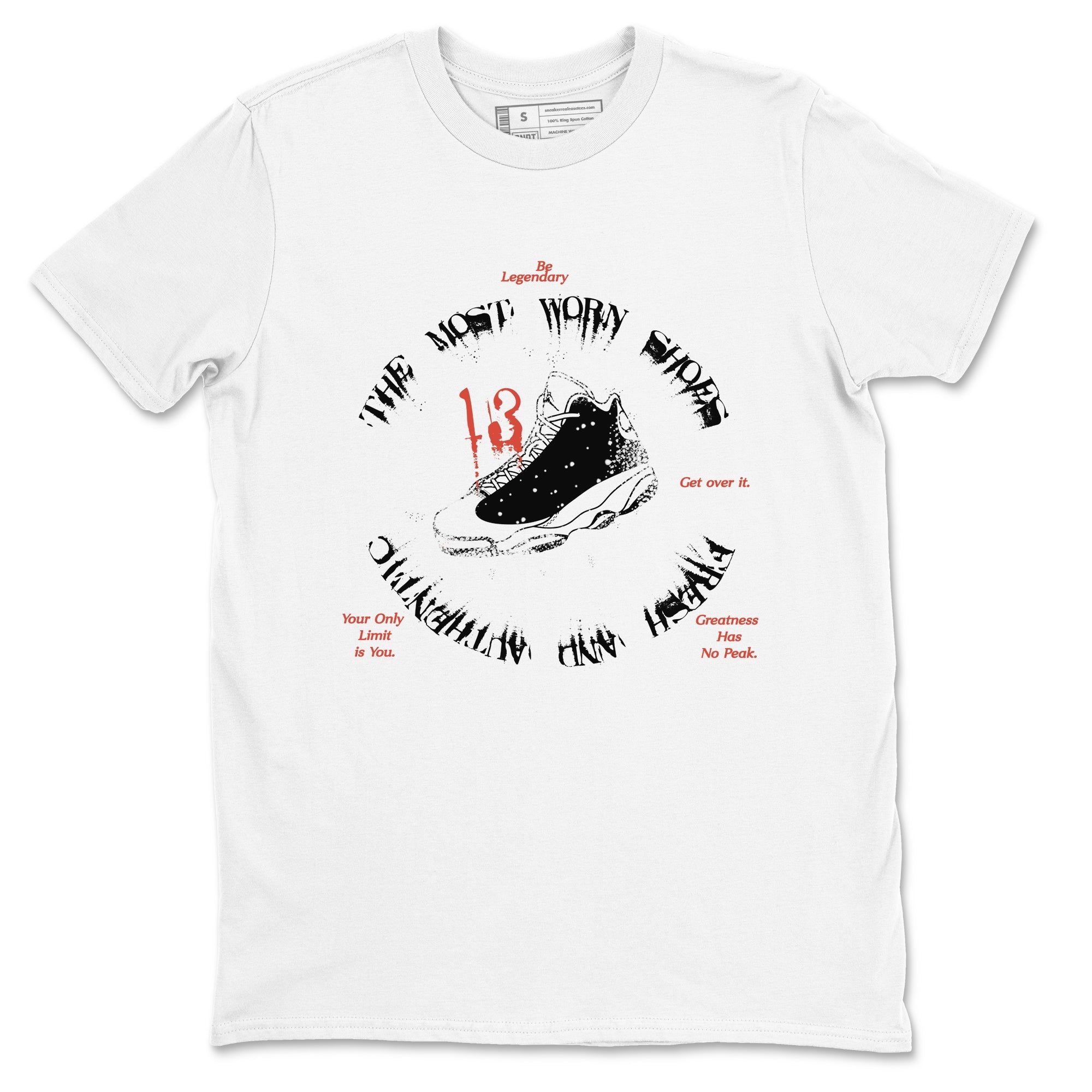 13s Dune Red shirts to match jordans The Most Worn Shoes sneaker match tees Air Jordan 13 Dune Red Drip Gear Zone streetwear brand White 2 unisex cotton tee