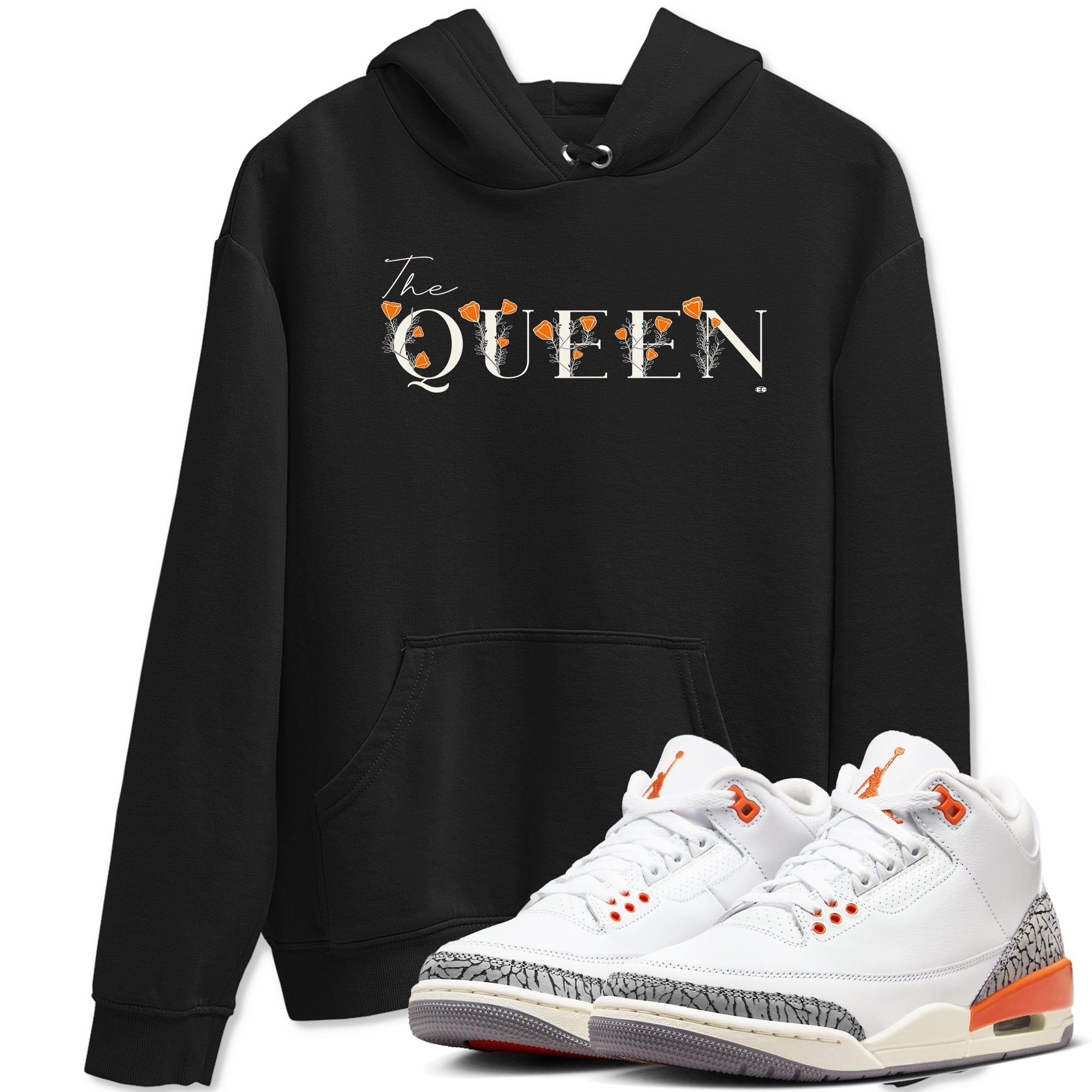 3s Georgia Peach shirt to match jordans The Queen sneaker tees Air Jordan 3 Georgia Peach Drip Gear Zone unisex cotton Black 1 crew neck shirt