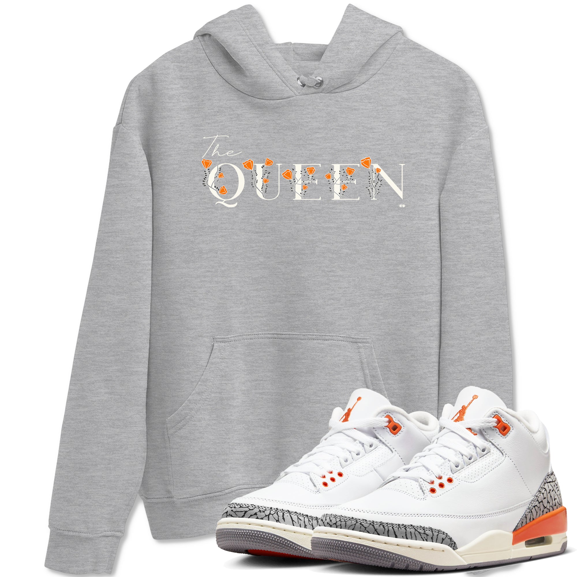 3s Georgia Peach shirt to match jordans The Queen sneaker tees Air Jordan 3 Georgia Peach Drip Gear Zone unisex cotton Heather Grey 1 crew neck shirt