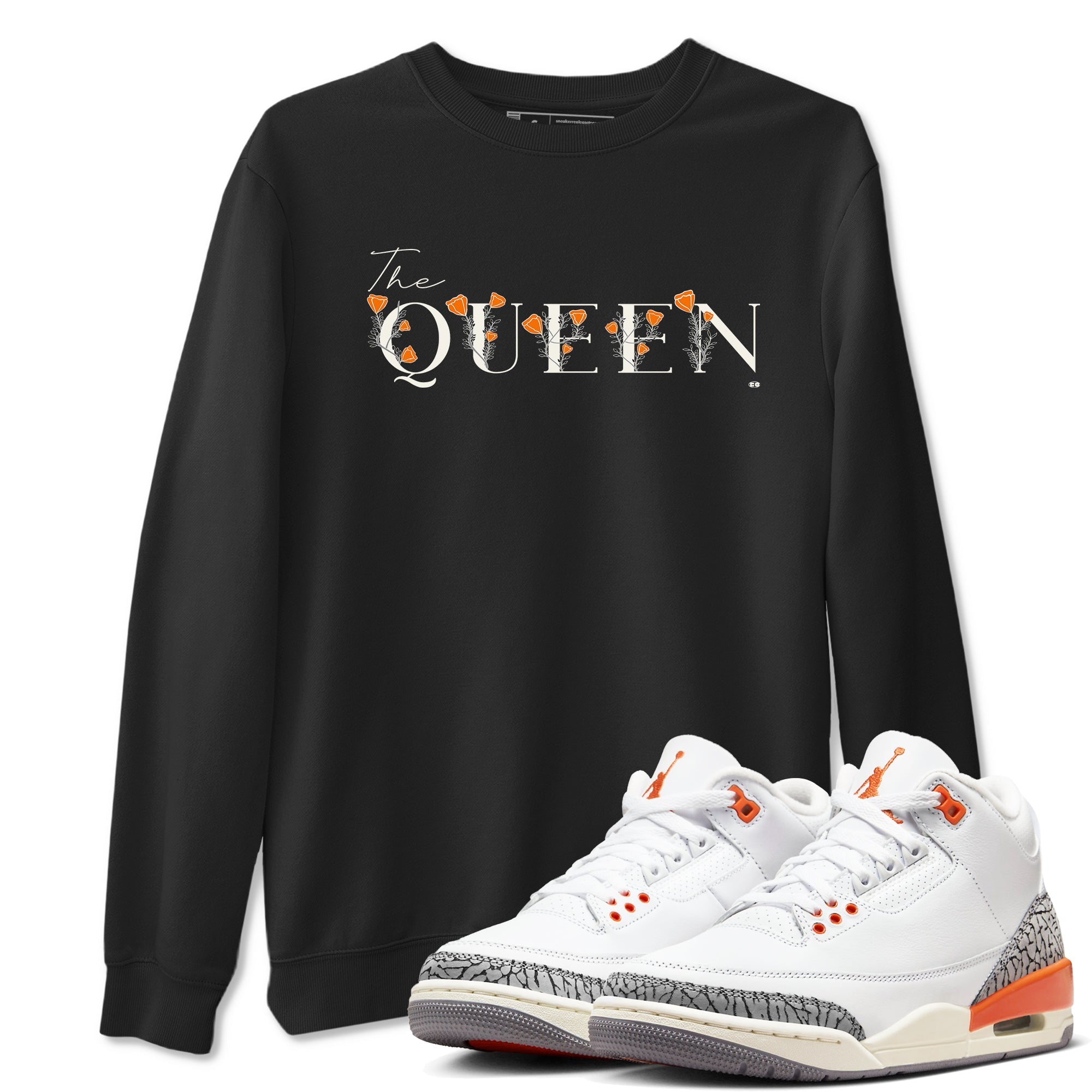 3s Georgia Peach shirt to match jordans The Queen sneaker tees Air Jordan 3 Georgia Peach Drip Gear Zone unisex cotton Black 1 crew neck shirt