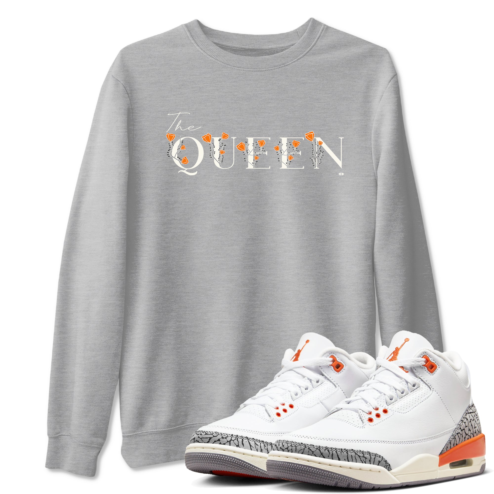 3s Georgia Peach shirt to match jordans The Queen sneaker tees Air Jordan 3 Georgia Peach Drip Gear Zone unisex cotton Heather Grey 1 crew neck shirt