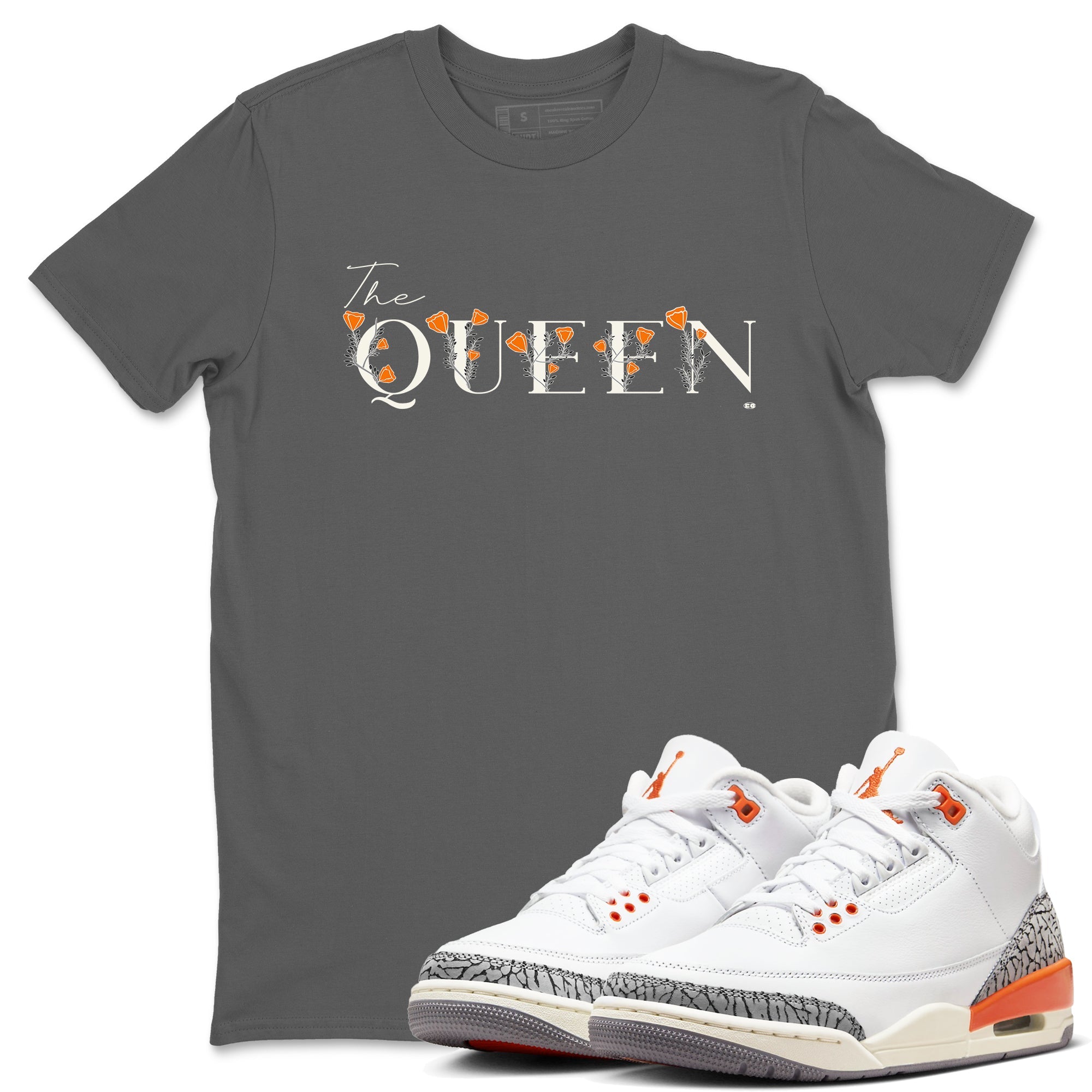 3s Georgia Peach shirt to match jordans The Queen sneaker tees Air Jordan 3 Georgia Peach Drip Gear Zone unisex cotton Cool Grey 1 crew neck shirt