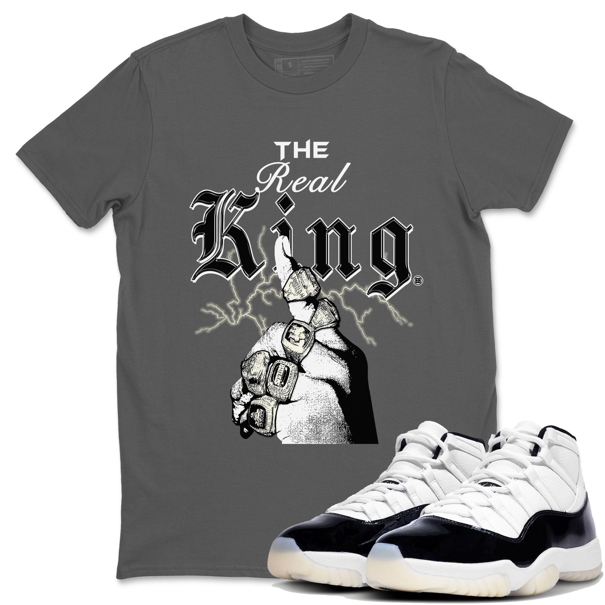 11s Gratitude shirt to match jordans The Real King sneaker tees Air Jordan 11 Retro Gratitude Drip Gear Zone Streetwear Casual Fit Cool Grey 1 T-Shirt