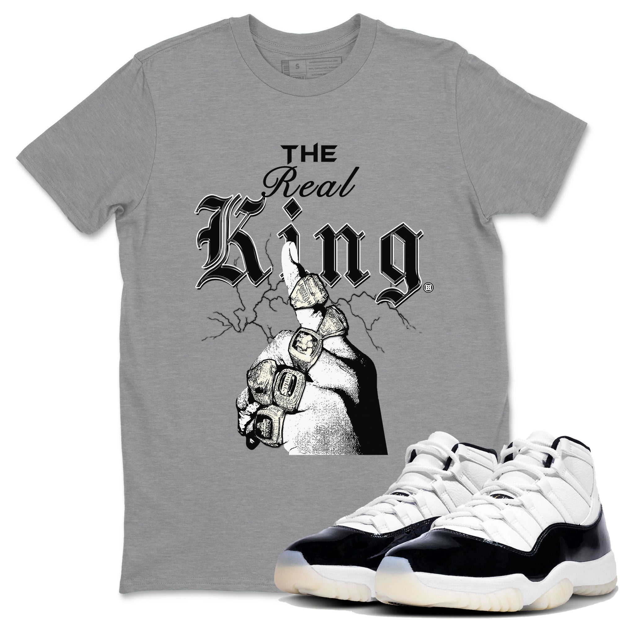 11s Gratitude shirt to match jordans The Real King sneaker tees Air Jordan 11 Retro Gratitude Drip Gear Zone Streetwear Casual Fit Heather Grey 1 T-Shirt