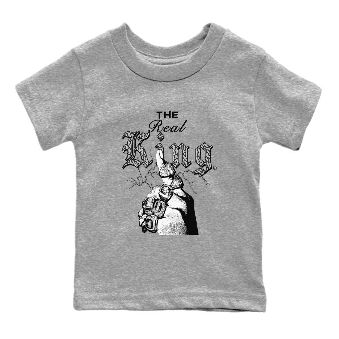 3s Retro Off Noir shirt to match jordans The Real King sneaker tees Air Jordan 3 Off Noir Drip Gear Zone Baby Toddler Heather Grey 2 T-Shirt
