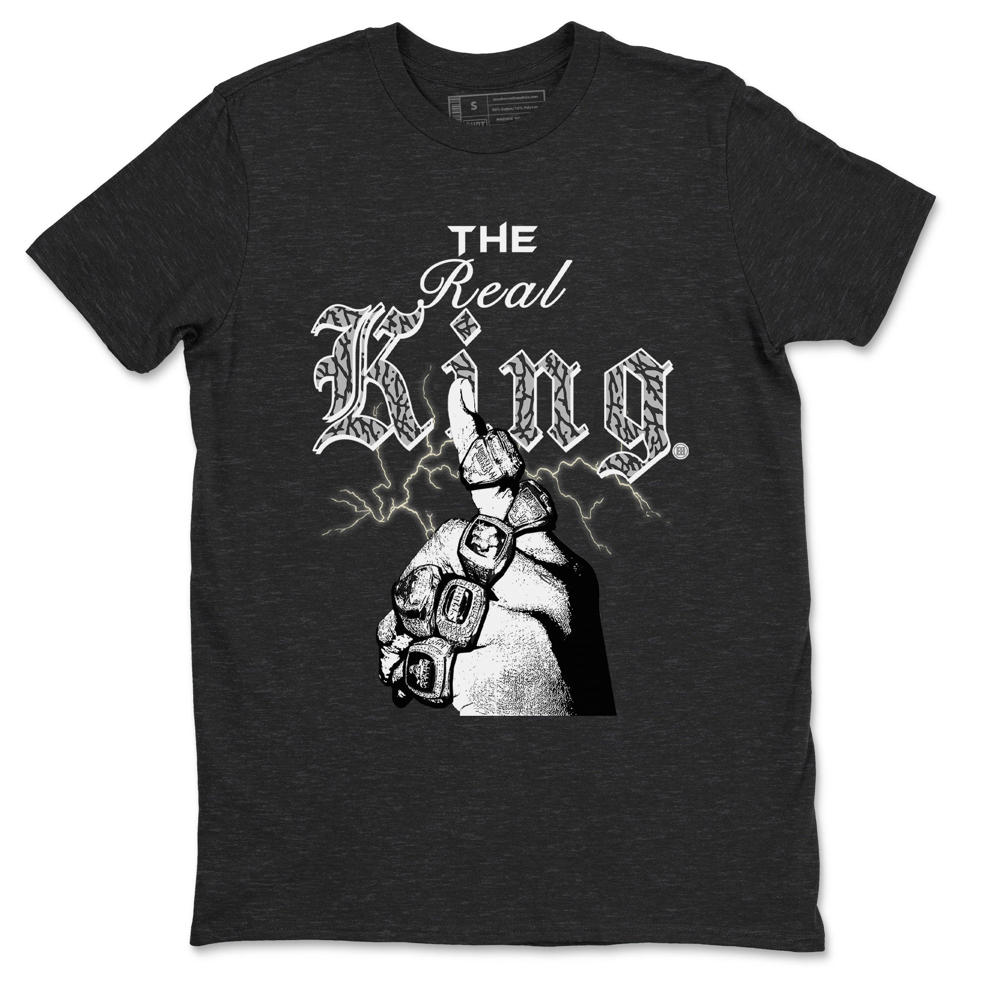 3s Retro Off Noir shirt to match jordans The Real King sneaker tees Air Jordan 3 Off Noir Drip Gear Zone Streetwear Casual Fit Charcoal Heather 2 T-Shirt