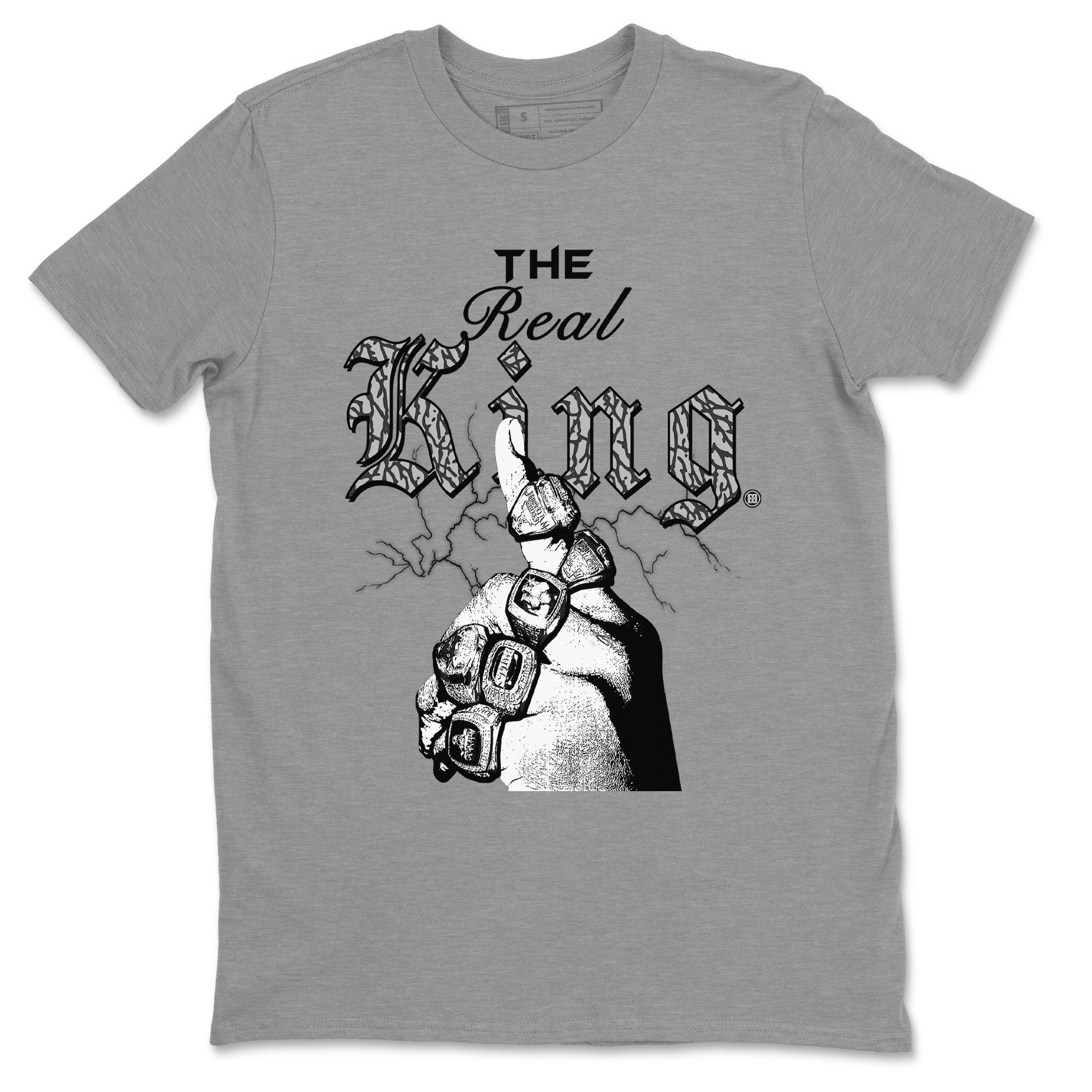 3s Retro Off Noir shirt to match jordans The Real King sneaker tees Air Jordan 3 Off Noir Drip Gear Zone Streetwear Casual Fit Heather Grey 2 T-Shirt