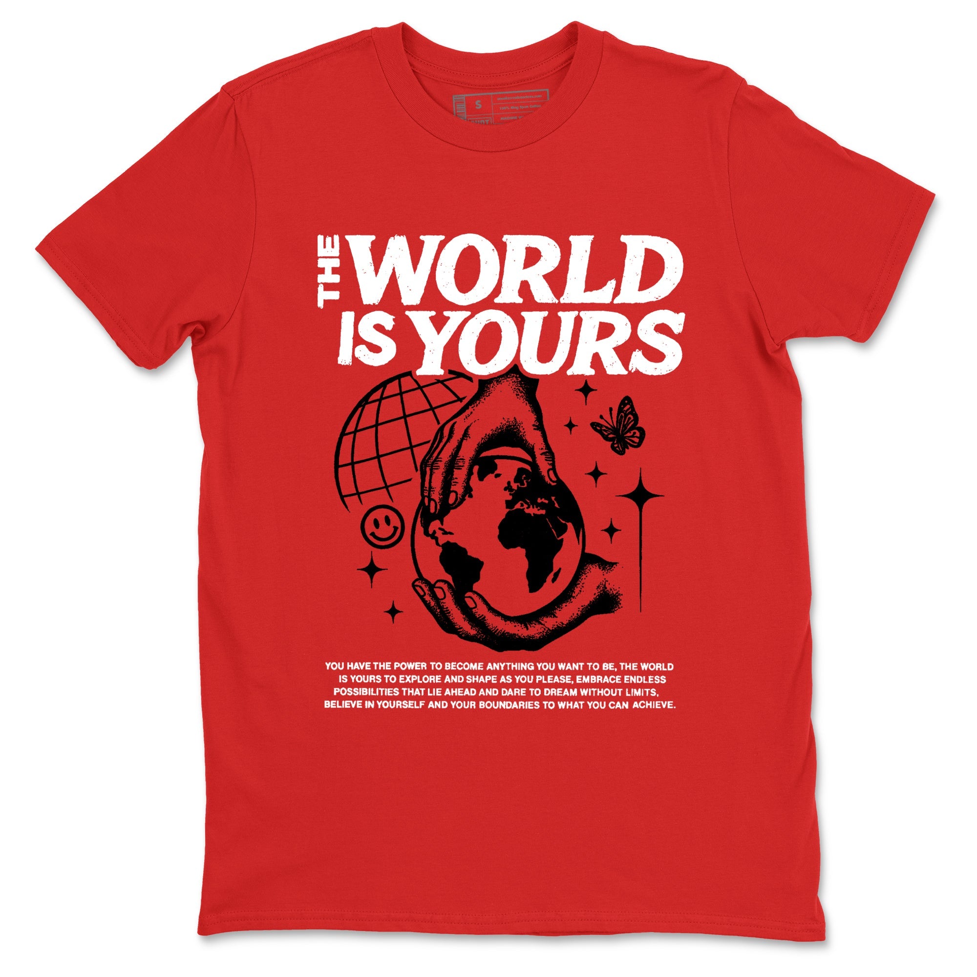 5s Fire Red Sneaker match tees  Sneaker Tees To Match Jordan 5 Retro Fire Red Sneakers  The World Is Yours Graphic Tee Red 2