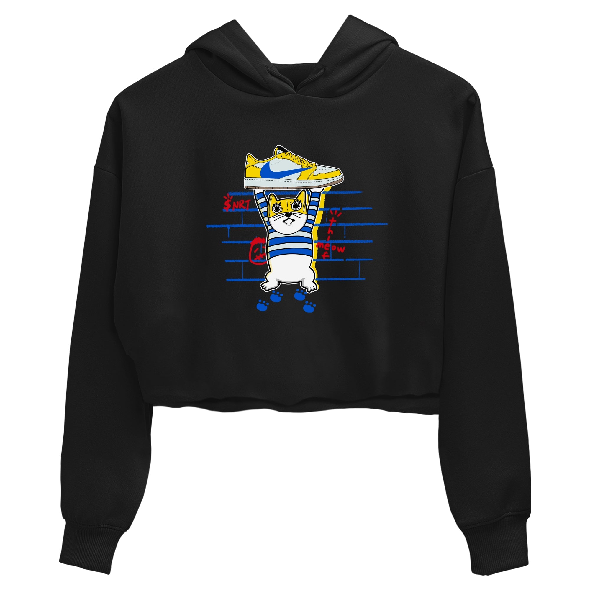 Air Jordan 1 Travis x Scott x Canary shirt to match jordans Thief Cat sneaker tees Air Jordan 1 Travis Scott Canary Drip Gear Zone Black 2 crop length shirt