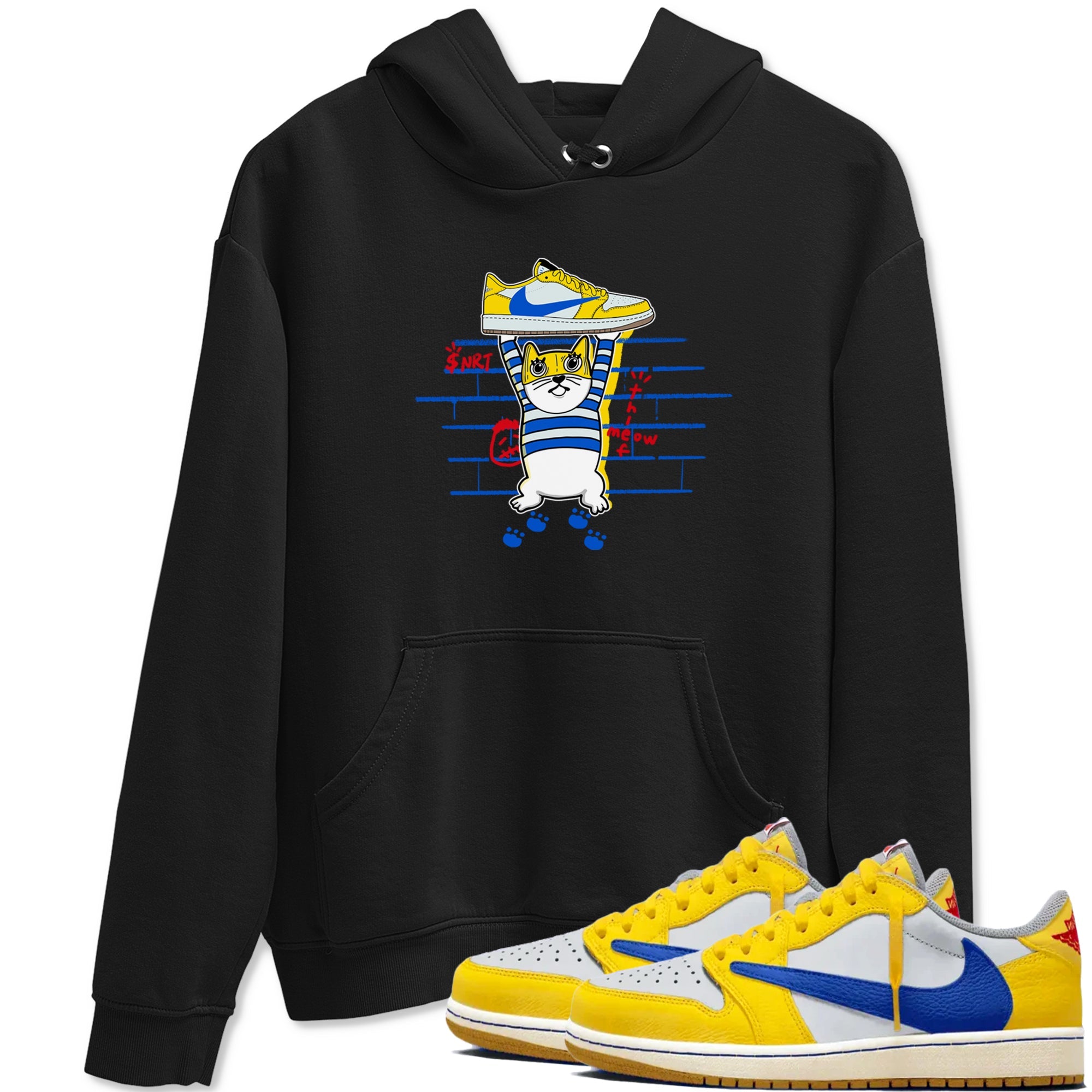 Air Jordan 1 Travis x Scott x Canary shirt to match jordans Thief Cat sneaker tees Air Jordan 1 Travis Scott Canary Drip Gear Zone unisex cotton Black 1 crew neck shirt