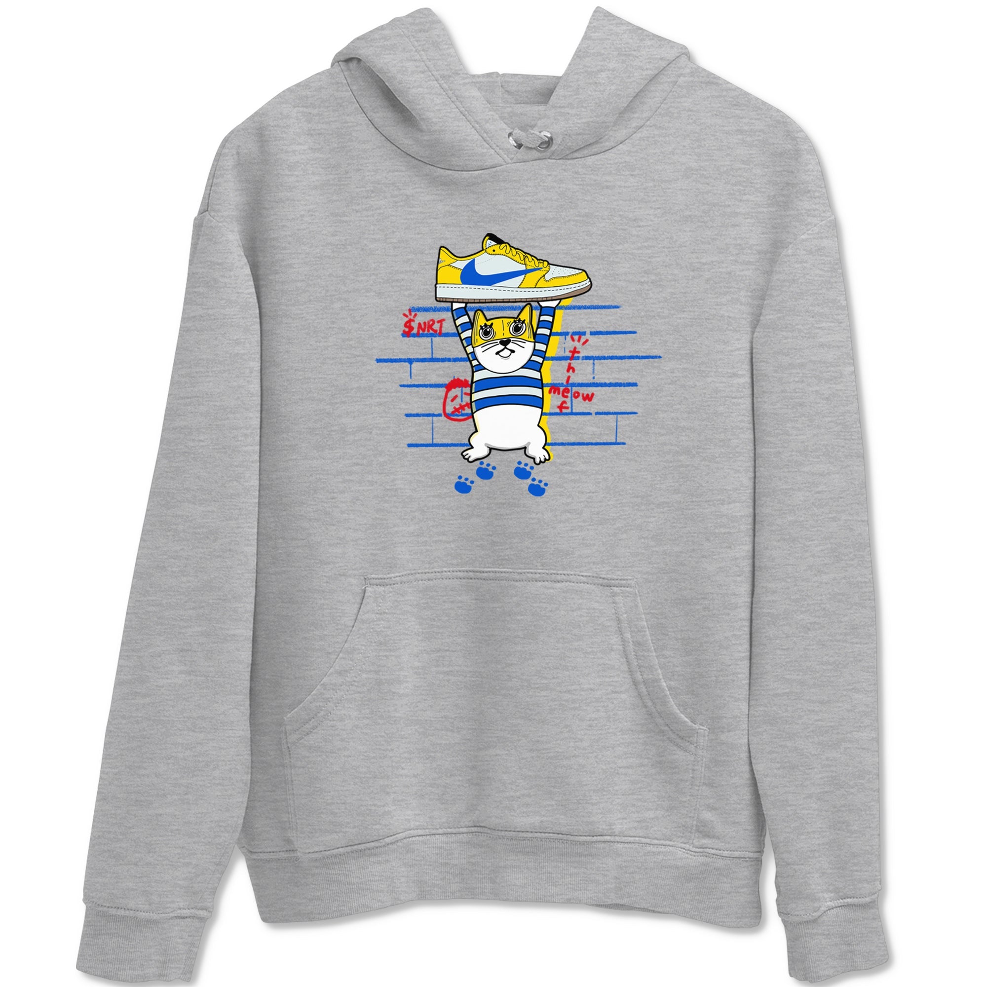 Air Jordan 1 Travis x Scott x Canary shirt to match jordans Thief Cat sneaker tees Air Jordan 1 Travis Scott Canary Drip Gear Zone unisex cotton Heather Grey 2 crew neck shirt