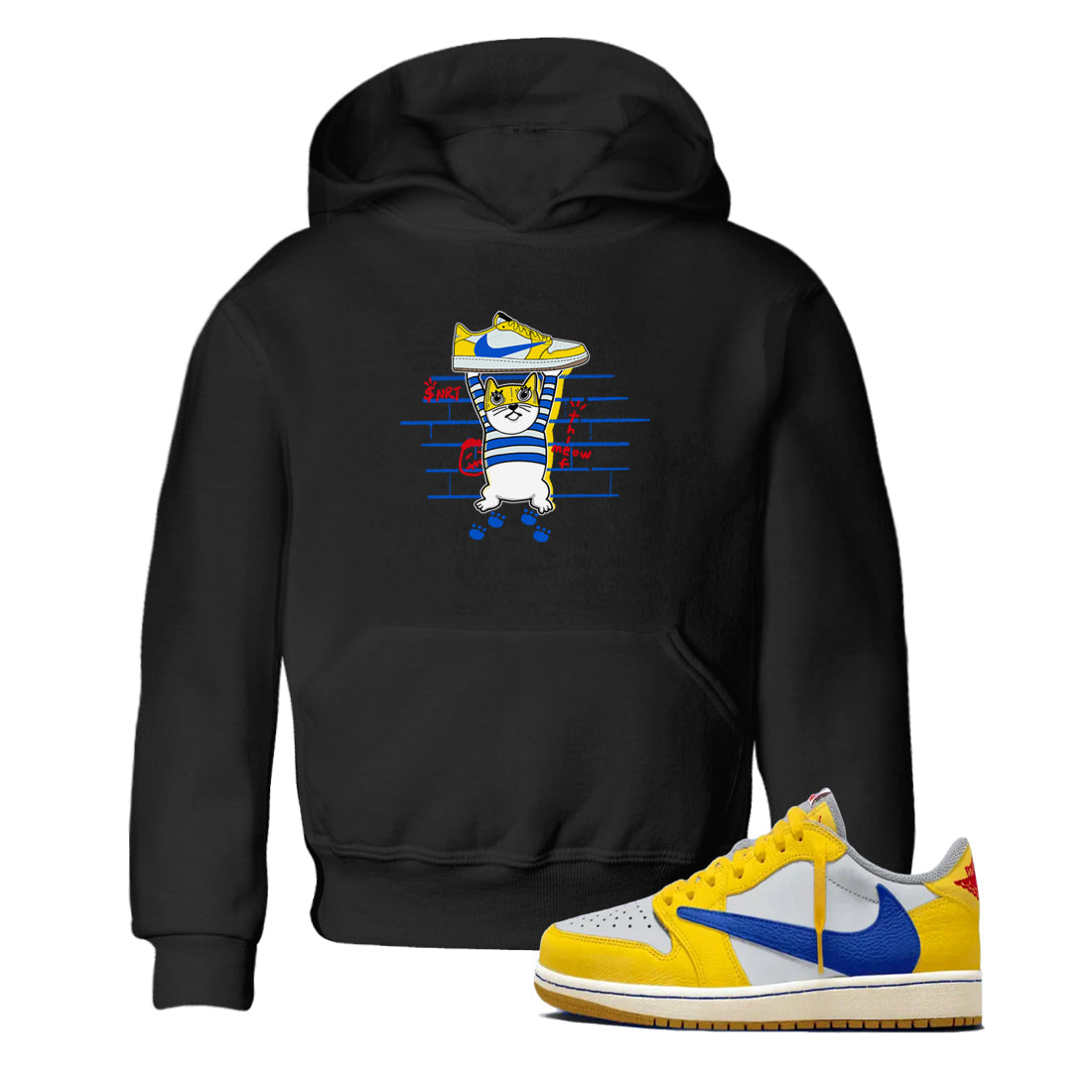 Air Jordan 1 Travis x Scott x Canary shirt to match jordans Thief Cat sneaker tees Air Jordan 1 Travis Scott Canary Drip Gear Zone baby toddler Black 1 cotton Shirt