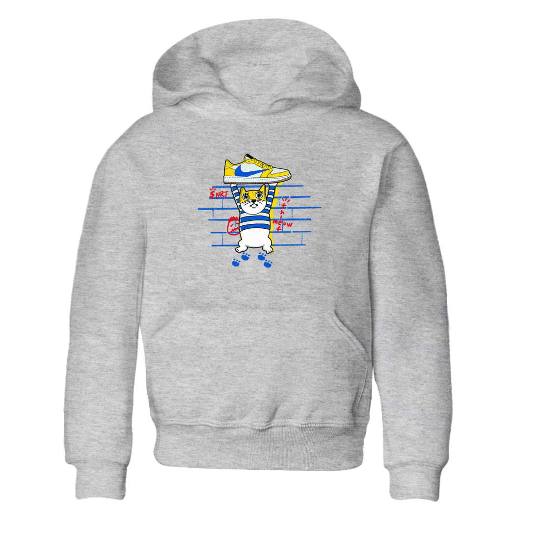 Air Jordan 1 Travis x Scott x Canary shirt to match jordans Thief Cat sneaker tees Air Jordan 1 Travis Scott Canary Drip Gear Zone baby toddler Heather Grey 2 cotton Shirt