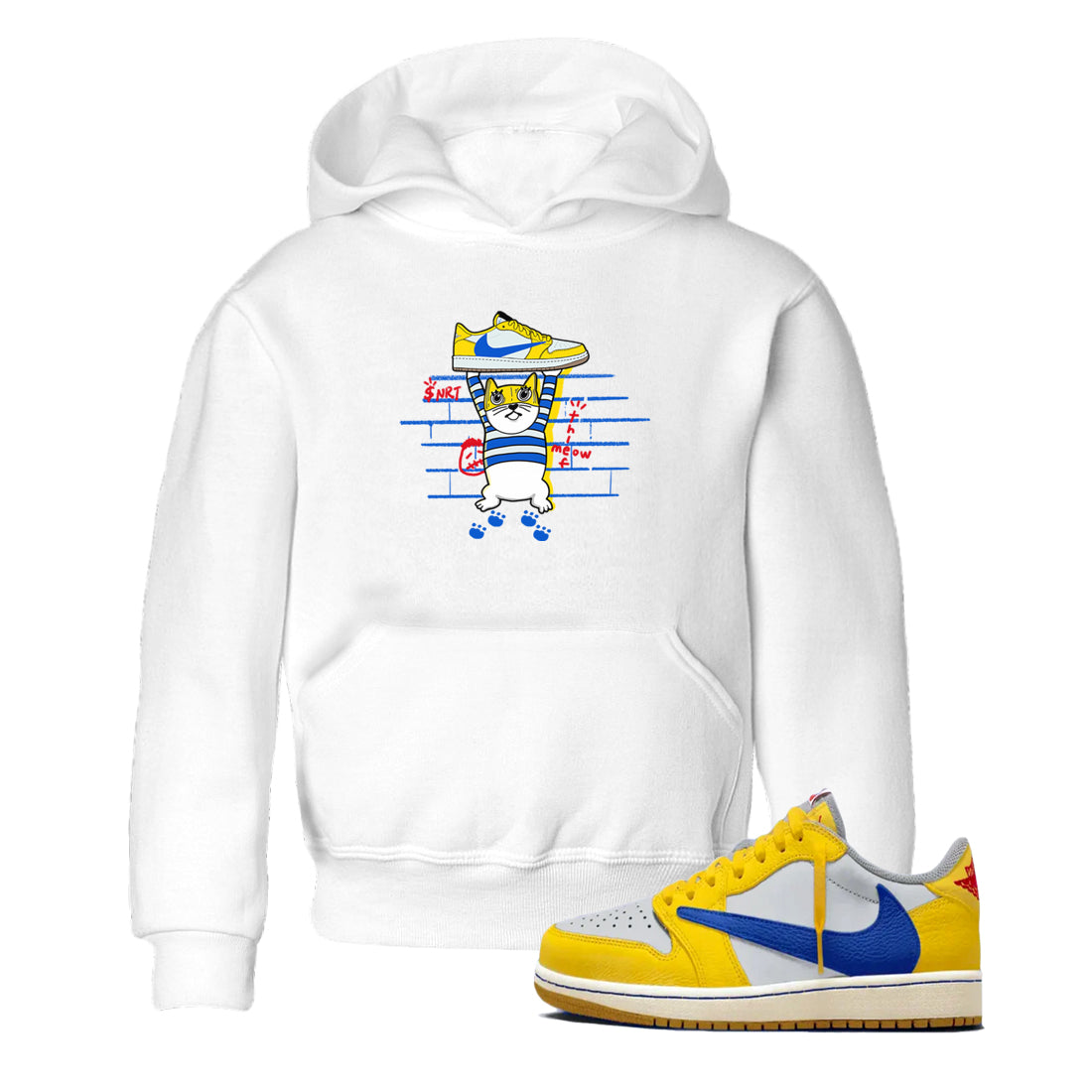 Air Jordan 1 Travis x Scott x Canary shirt to match jordans Thief Cat sneaker tees Air Jordan 1 Travis Scott Canary Drip Gear Zone baby toddler White 1 cotton Shirt