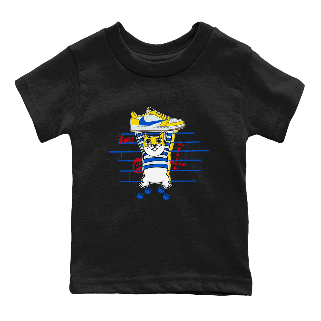 Air Jordan 1 Travis x Scott x Canary shirt to match jordans Thief Cat sneaker tees Air Jordan 1 Travis Scott Canary Drip Gear Zone baby toddler Black 2 cotton Shirt