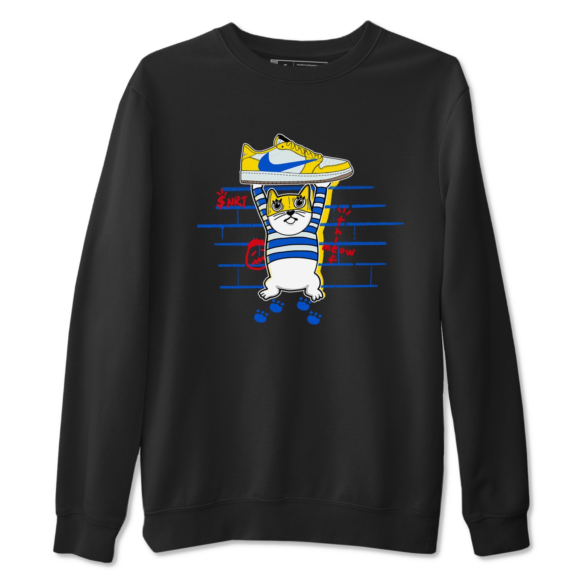 Air Jordan 1 Travis x Scott x Canary shirt to match jordans Thief Cat sneaker tees Air Jordan 1 Travis Scott Canary Drip Gear Zone unisex cotton Black 2 crew neck shirt