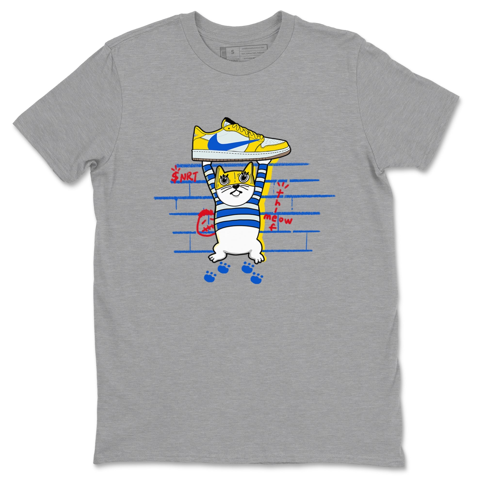 Air Jordan 1 Travis x Scott x Canary shirt to match jordans Thief Cat sneaker tees Air Jordan 1 Travis Scott Canary Drip Gear Zone unisex cotton Heather Grey 2 crew neck shirt